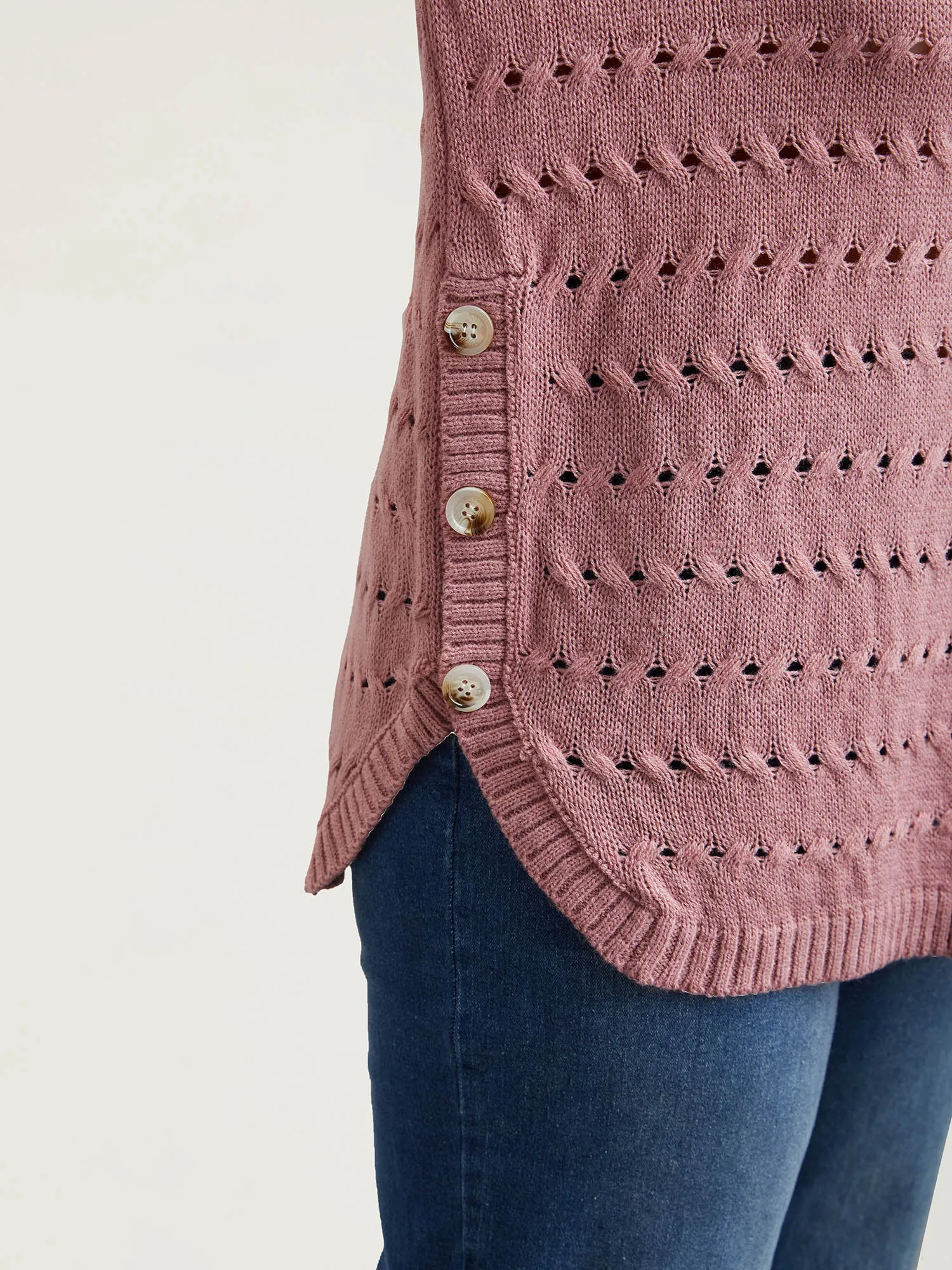 Cut-Out Buttons Round Neck Pullover sold by Bloomchic product image thumbnail 5