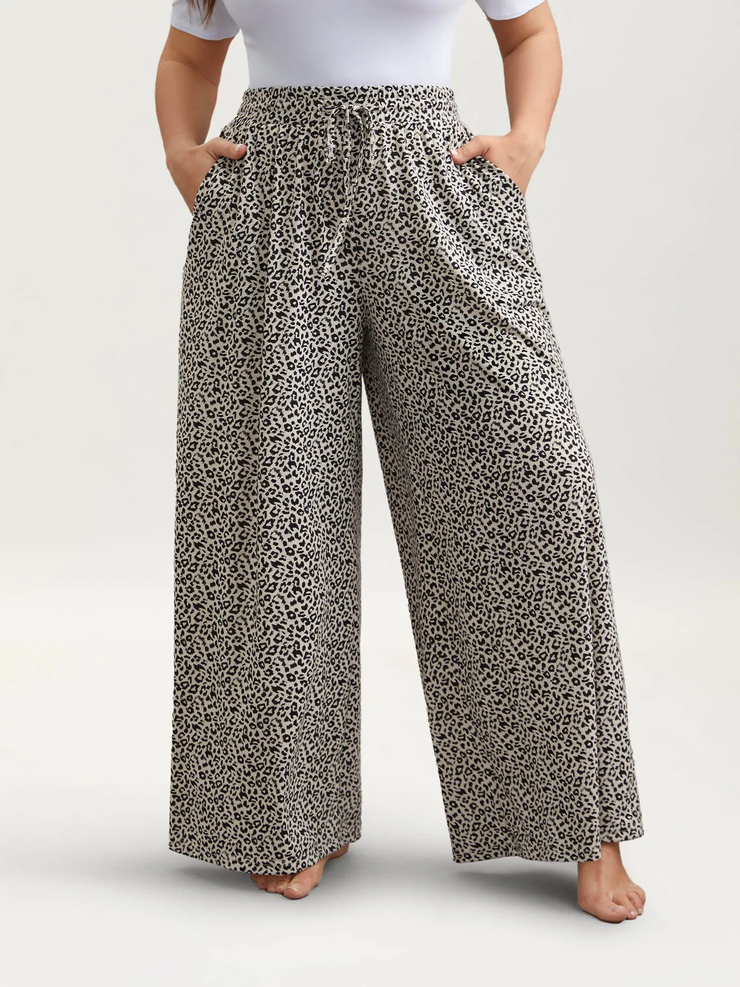 Leopard Print Waist-Drawstring Lounge Bottoms sold by Bloomchic