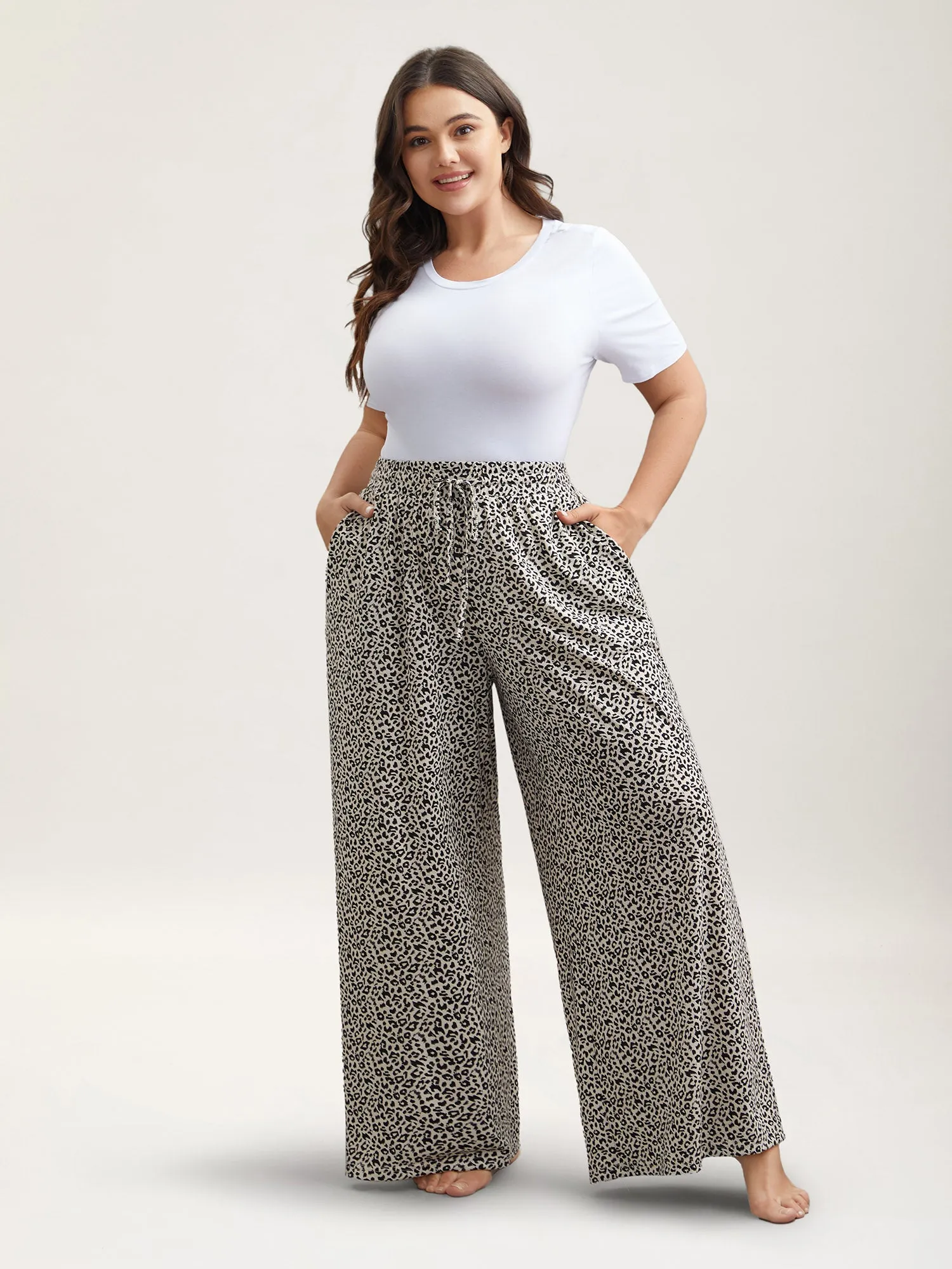 Leopard Print Waist-Drawstring Lounge Bottoms sold by Bloomchic product image thumbnail 2