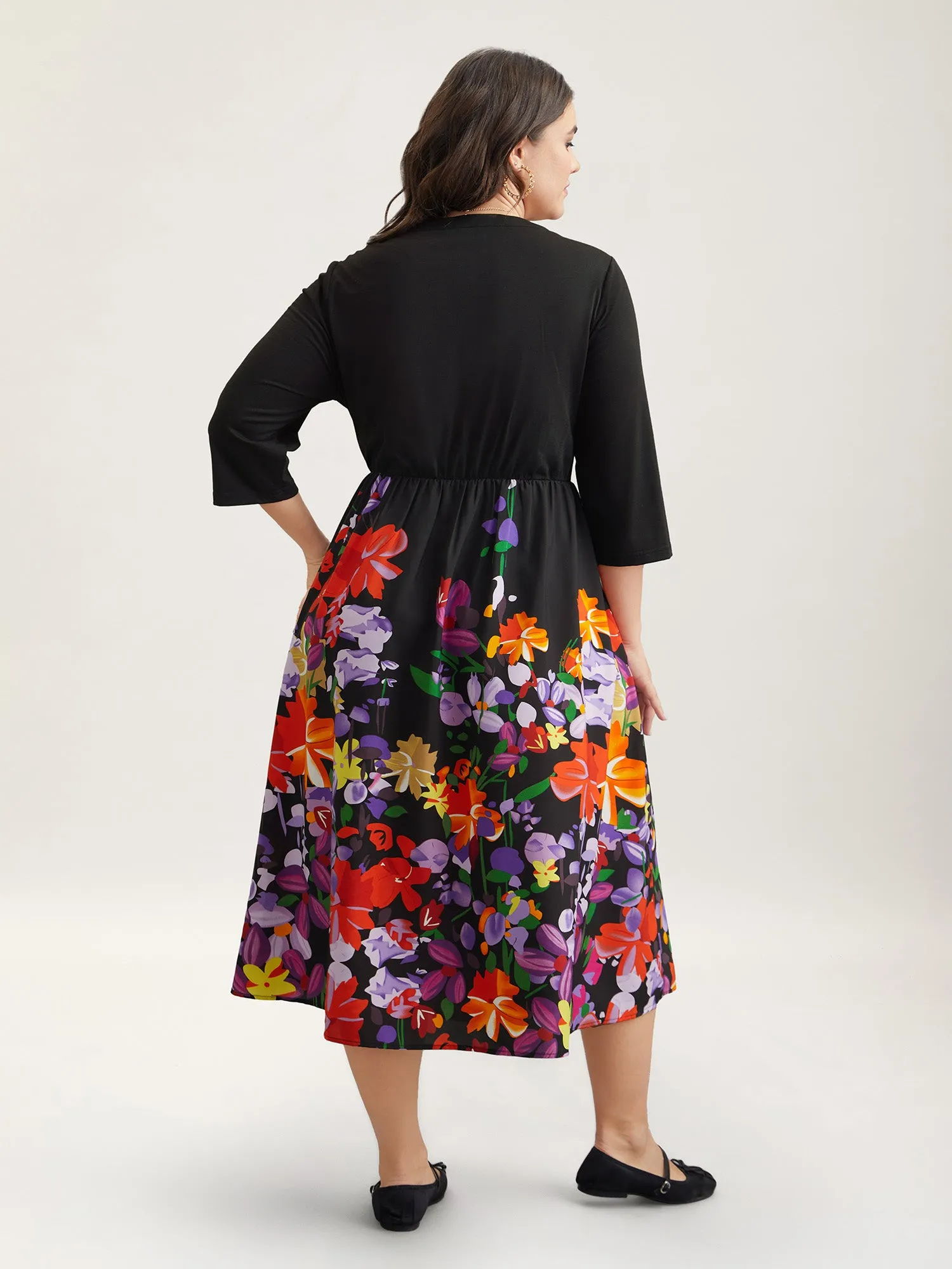 Brush Stroke Flowers Notched Collar Dress sold by Bloomchic product image thumbnail 5