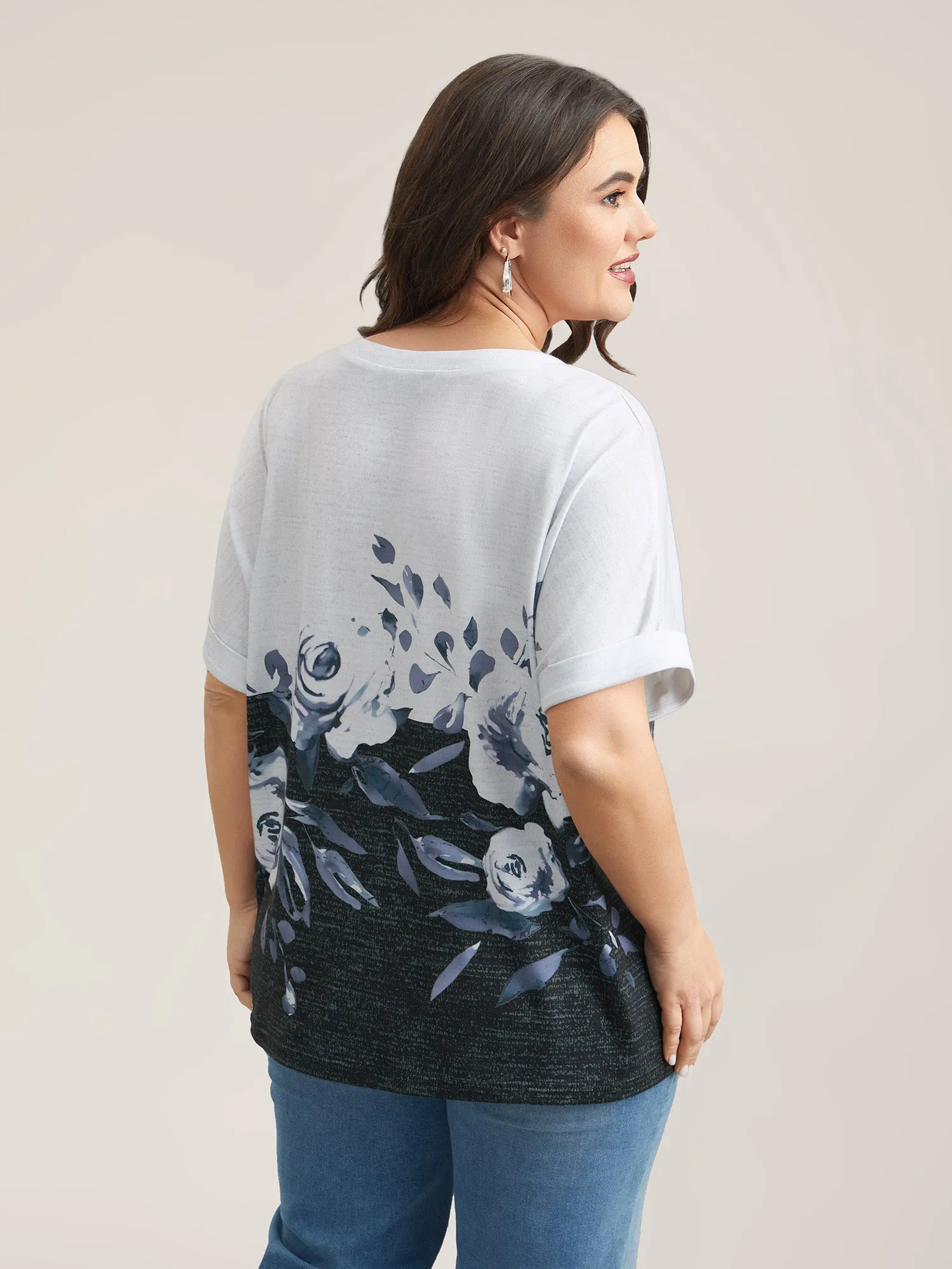 Floral Position Print Half-Sleeve T-Shirt sold by Bloomchic product image thumbnail 5