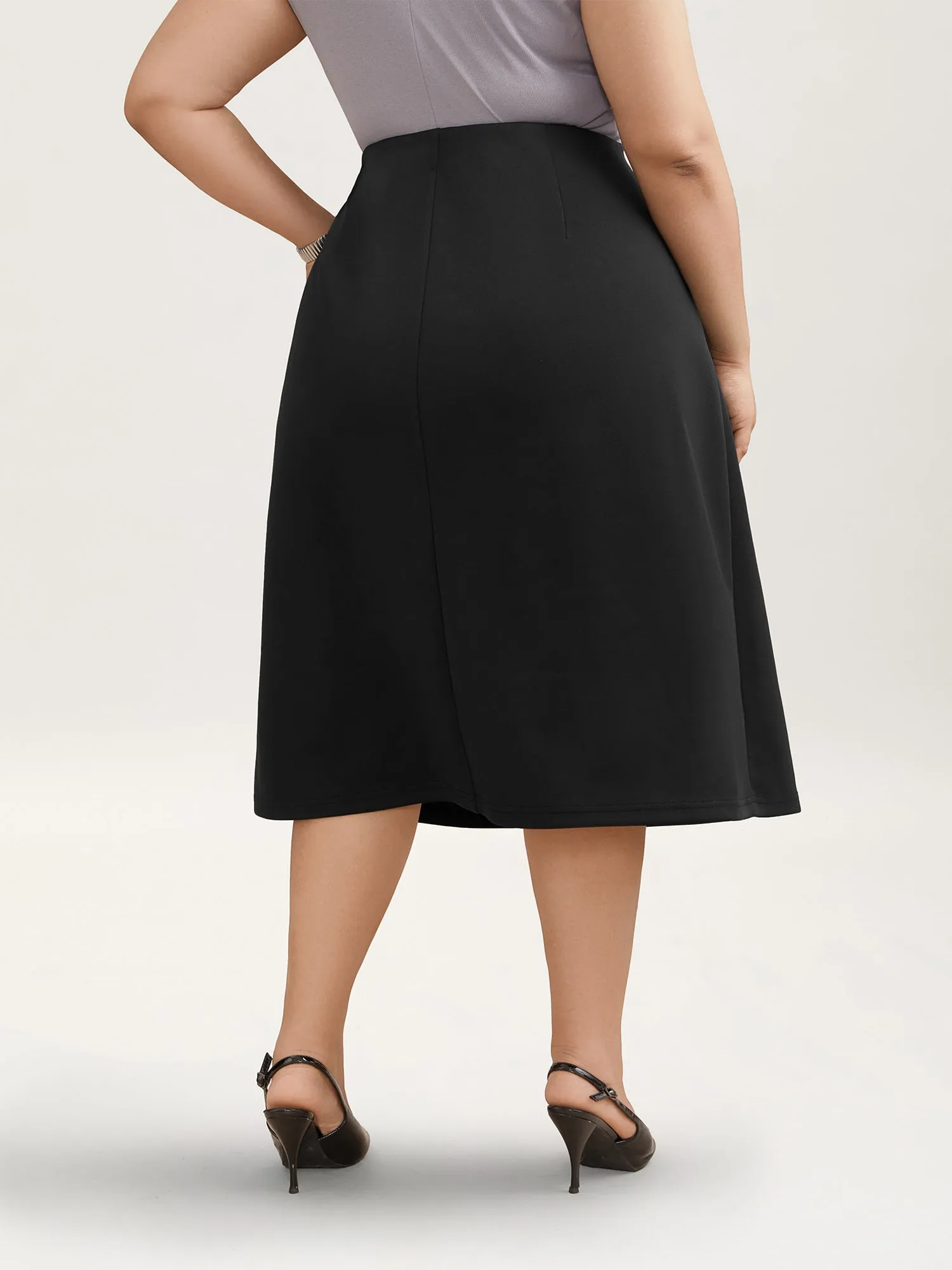 Buckle Side Buttons Flared Midi Skirt sold by Bloomchic product image thumbnail 5