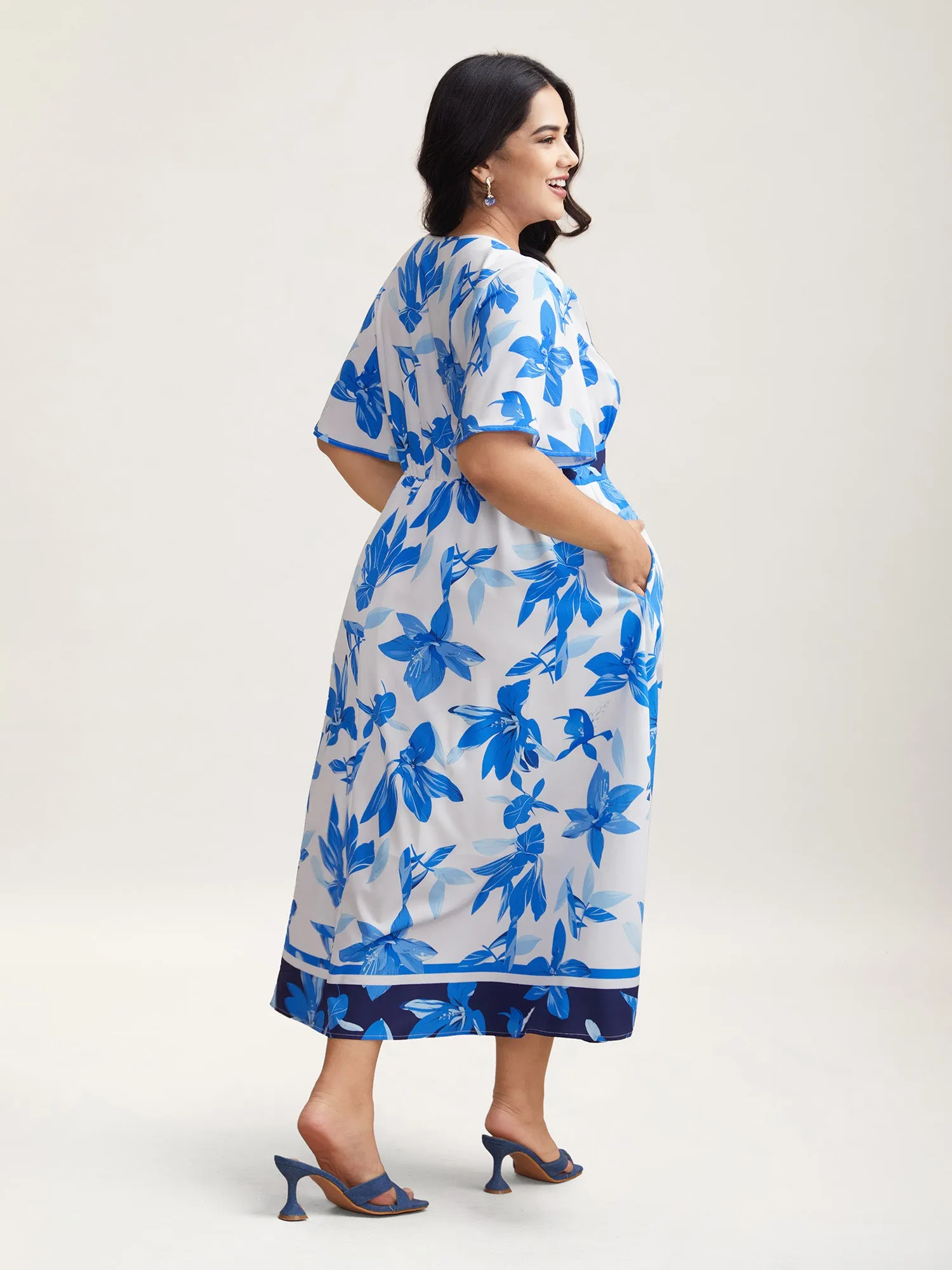 Positioned Floral Waist-Cinched Midi Dress sold by Bloomchic product image thumbnail 4