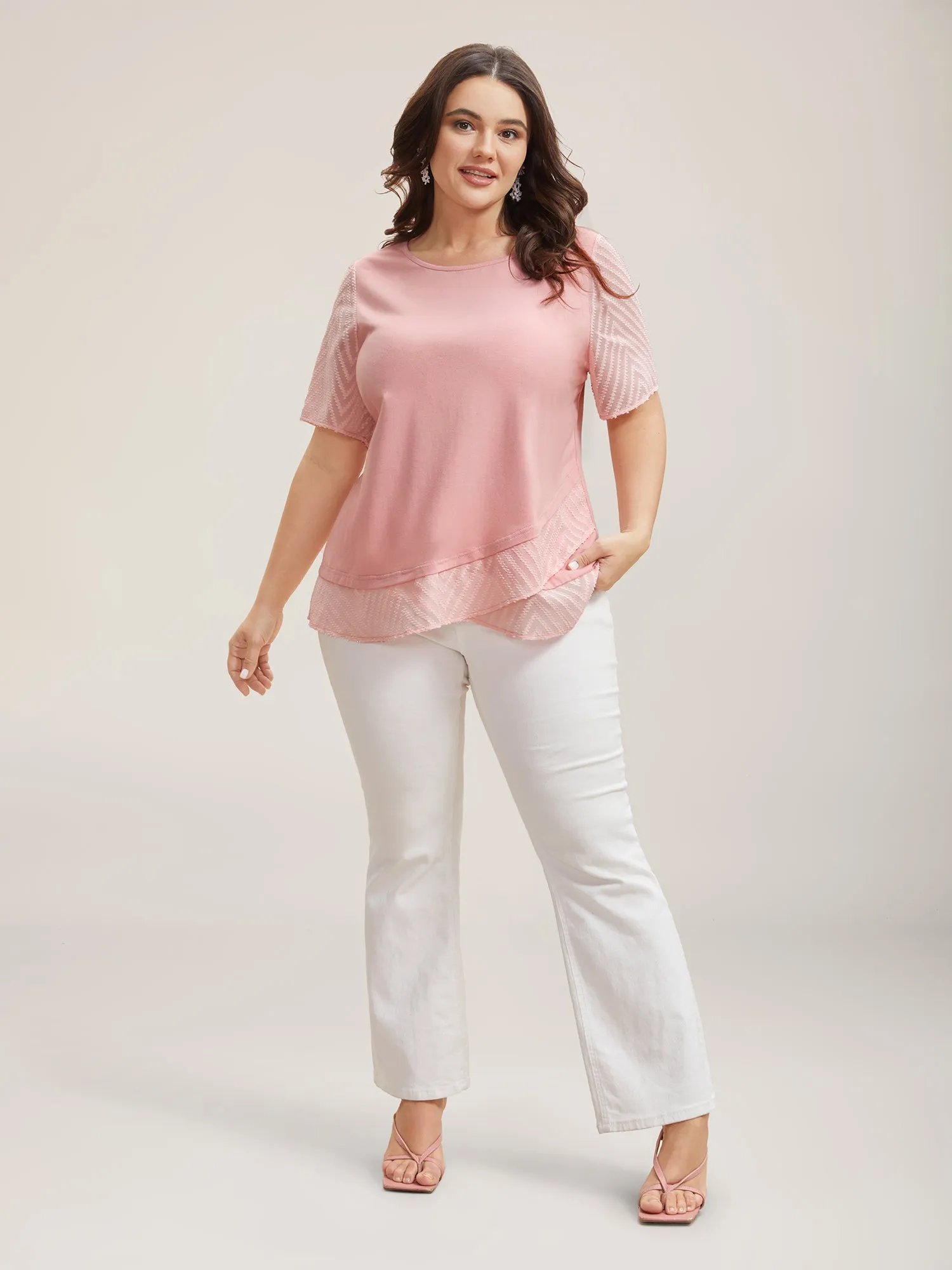Sheer Panel Overlap Layered Plain Top sold by Bloomchic product image thumbnail 4