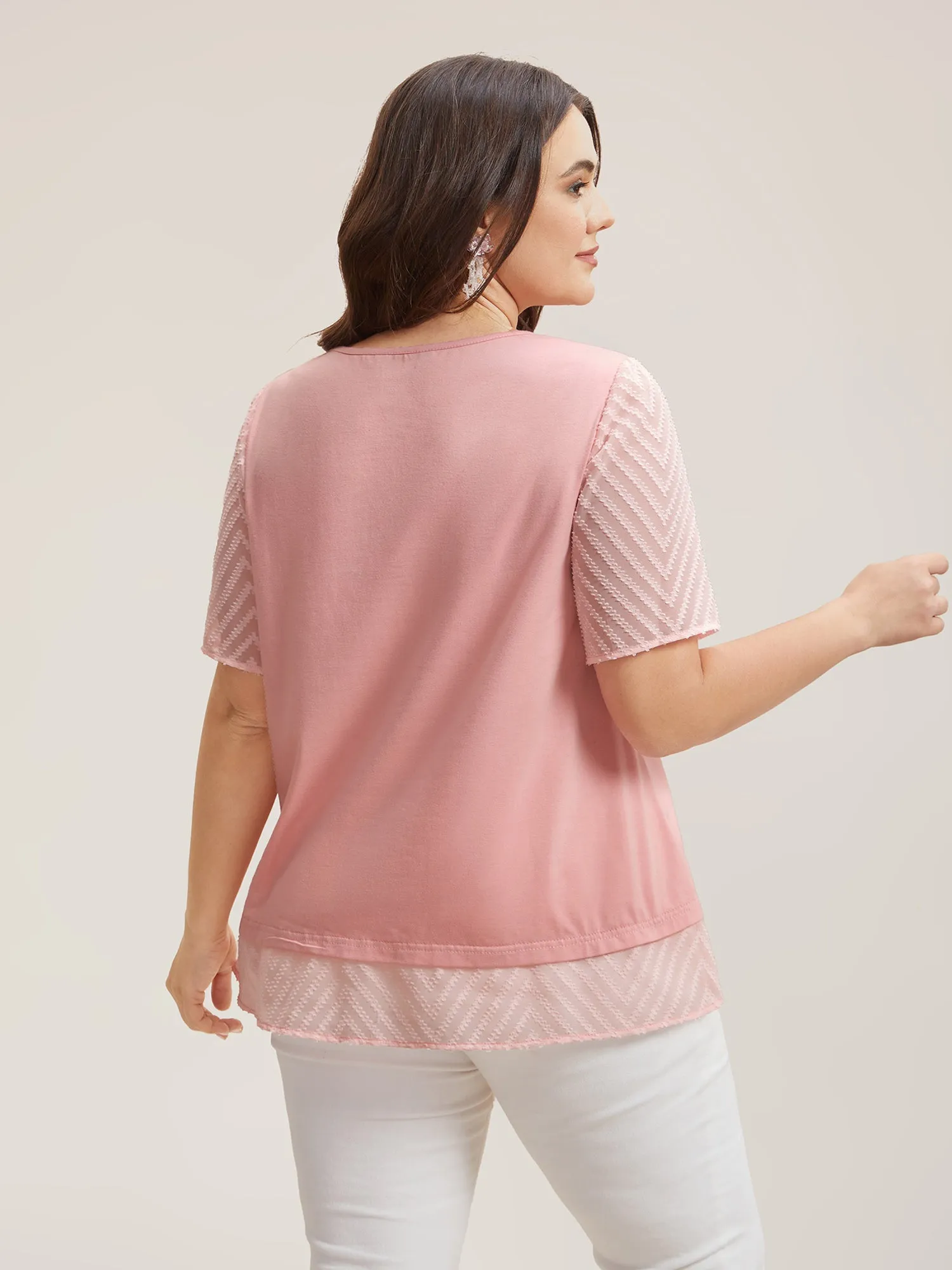 Sheer Panel Overlap Layered Plain Top sold by Bloomchic product image thumbnail 5