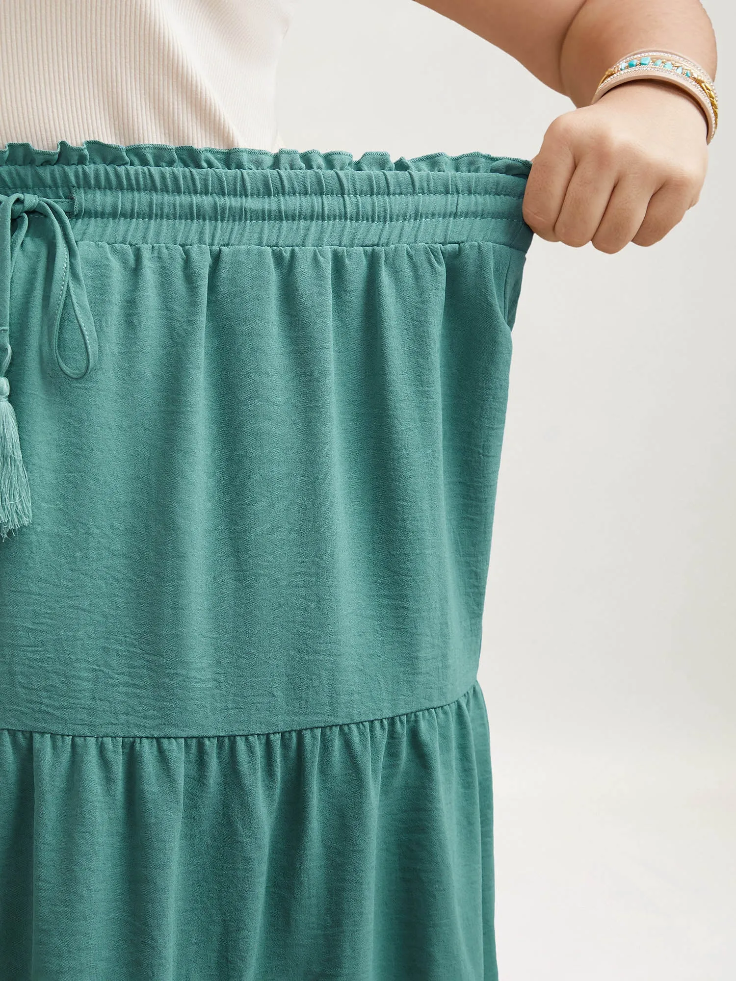 Smocked Waist Lace Tiered Midi Skirt sold by Bloomchic product image thumbnail 4