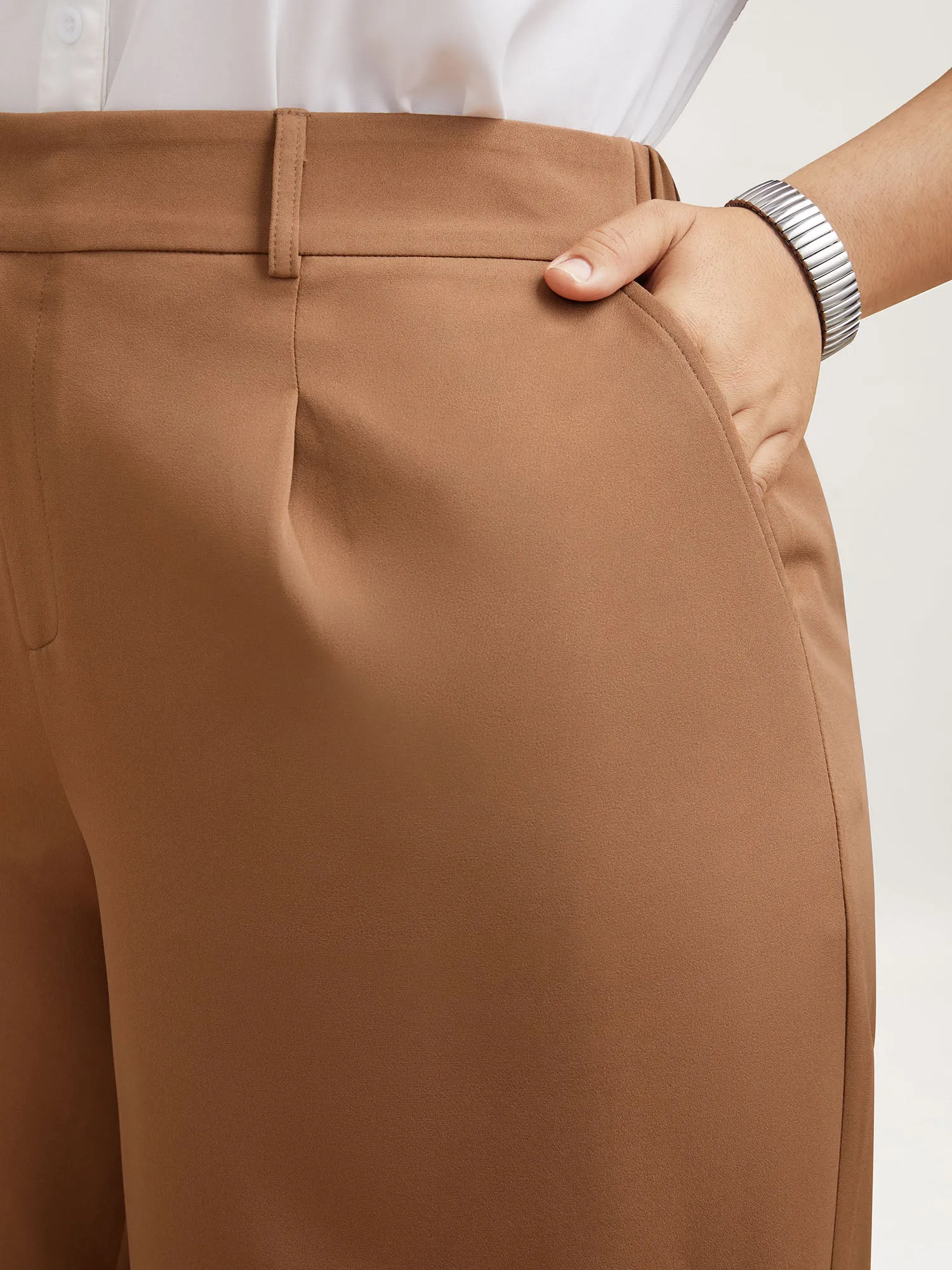 Stretchy Waist Pleated Wide-Leg Pants sold by Bloomchic product image thumbnail 4