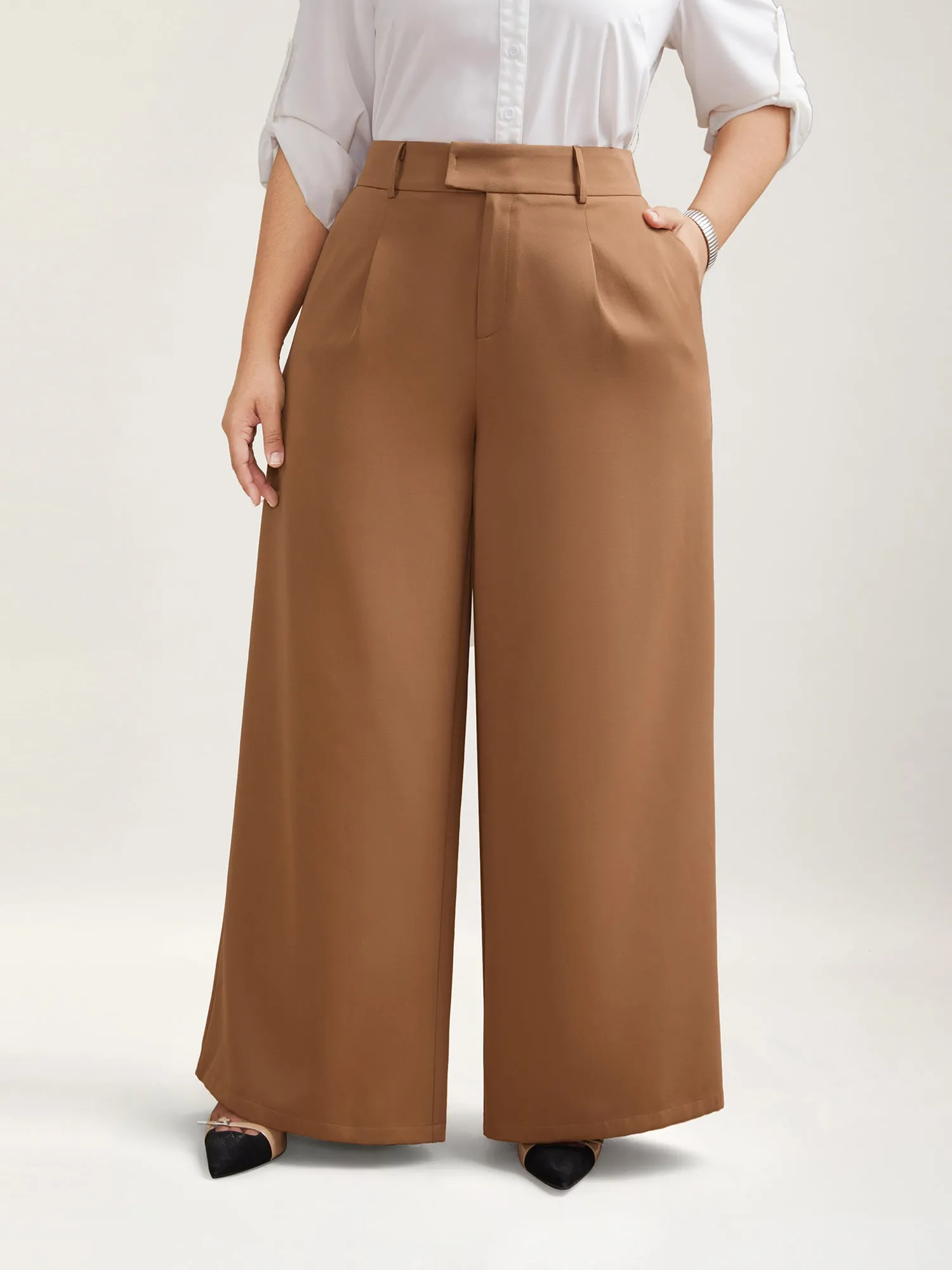 Stretchy Waist Pleated Wide-Leg Pants sold by Bloomchic