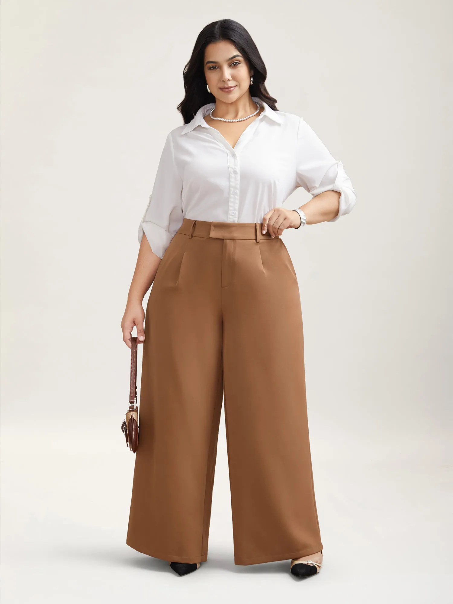Stretchy Waist Pleated Wide-Leg Pants sold by Bloomchic product image thumbnail 2