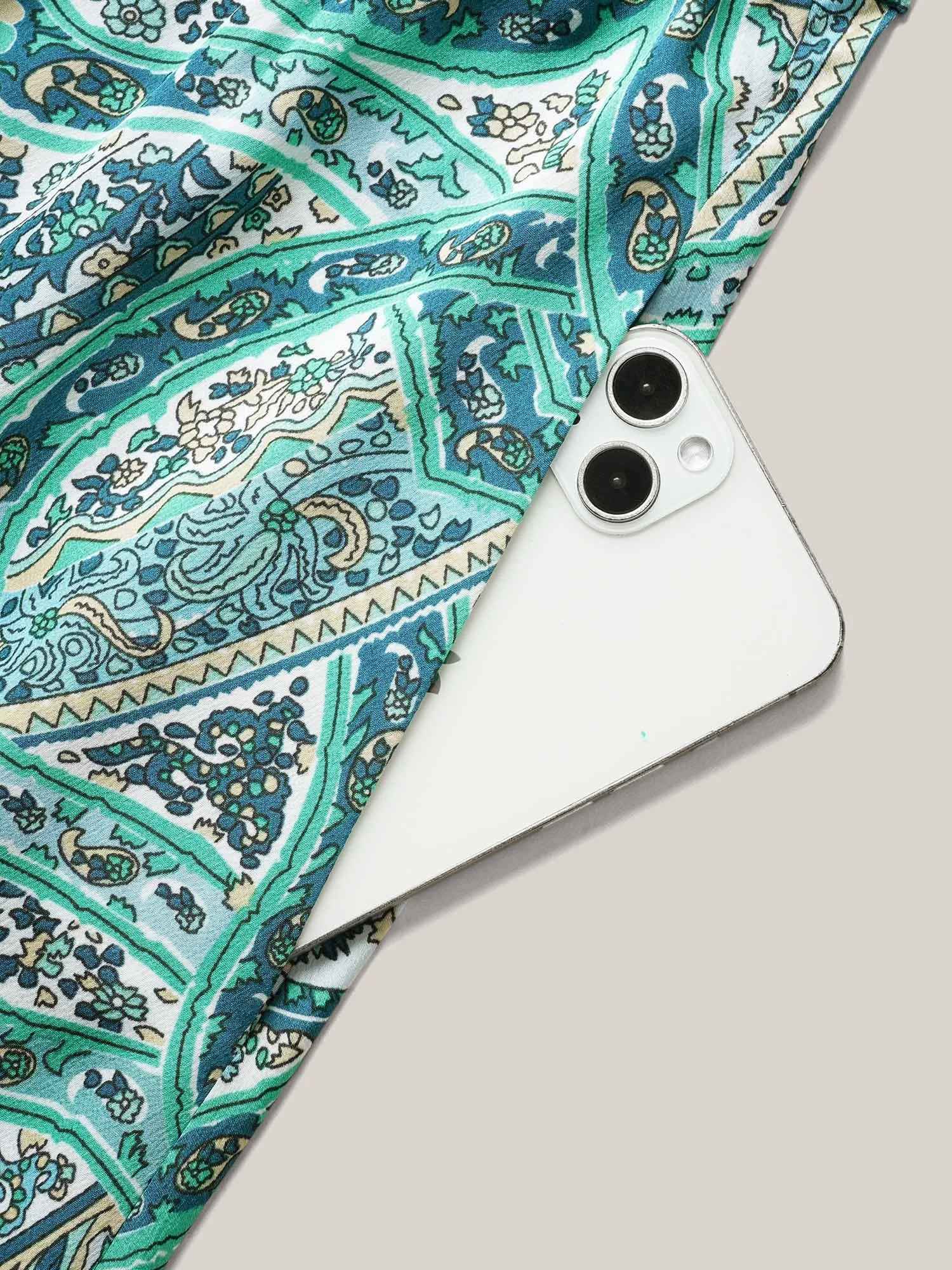 Paisley Print Off-Sleeve V-Neck Midi Dress sold by Bloomchic product image thumbnail 5