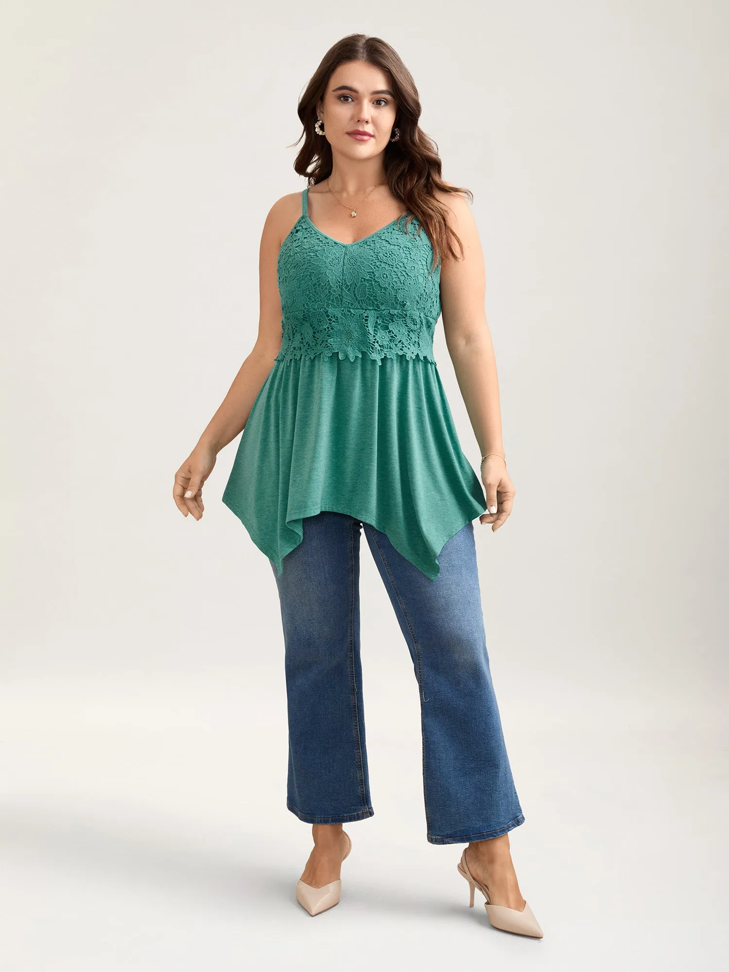 Lace Cami Hi-Low Hem Peplum Top sold by Bloomchic product image thumbnail 3