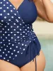 Polka Dots Contrast Drawstring One-Piece Swimsuit sold by Bloomchic