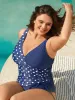Polka Dots Contrast Drawstring One-Piece Swimsuit sold by Bloomchic