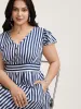 Nautical Stripes Stretchy Waist Tiered Midi Dress sold by Bloomchic