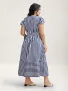 Nautical Stripes Stretchy Waist Tiered Midi Dress sold by Bloomchic