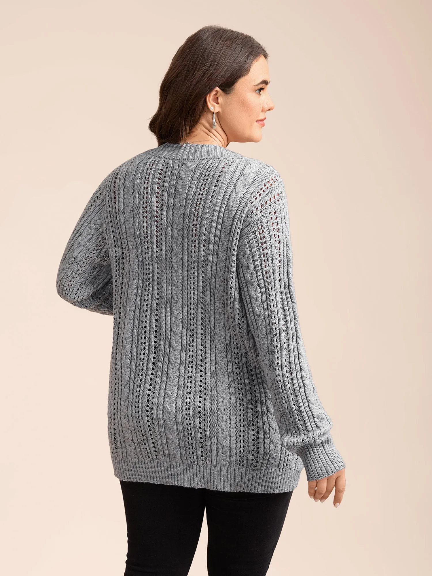 Cut-Out Curvy Ribbed Hem Cardigan sold by Bloomchic product image thumbnail 2