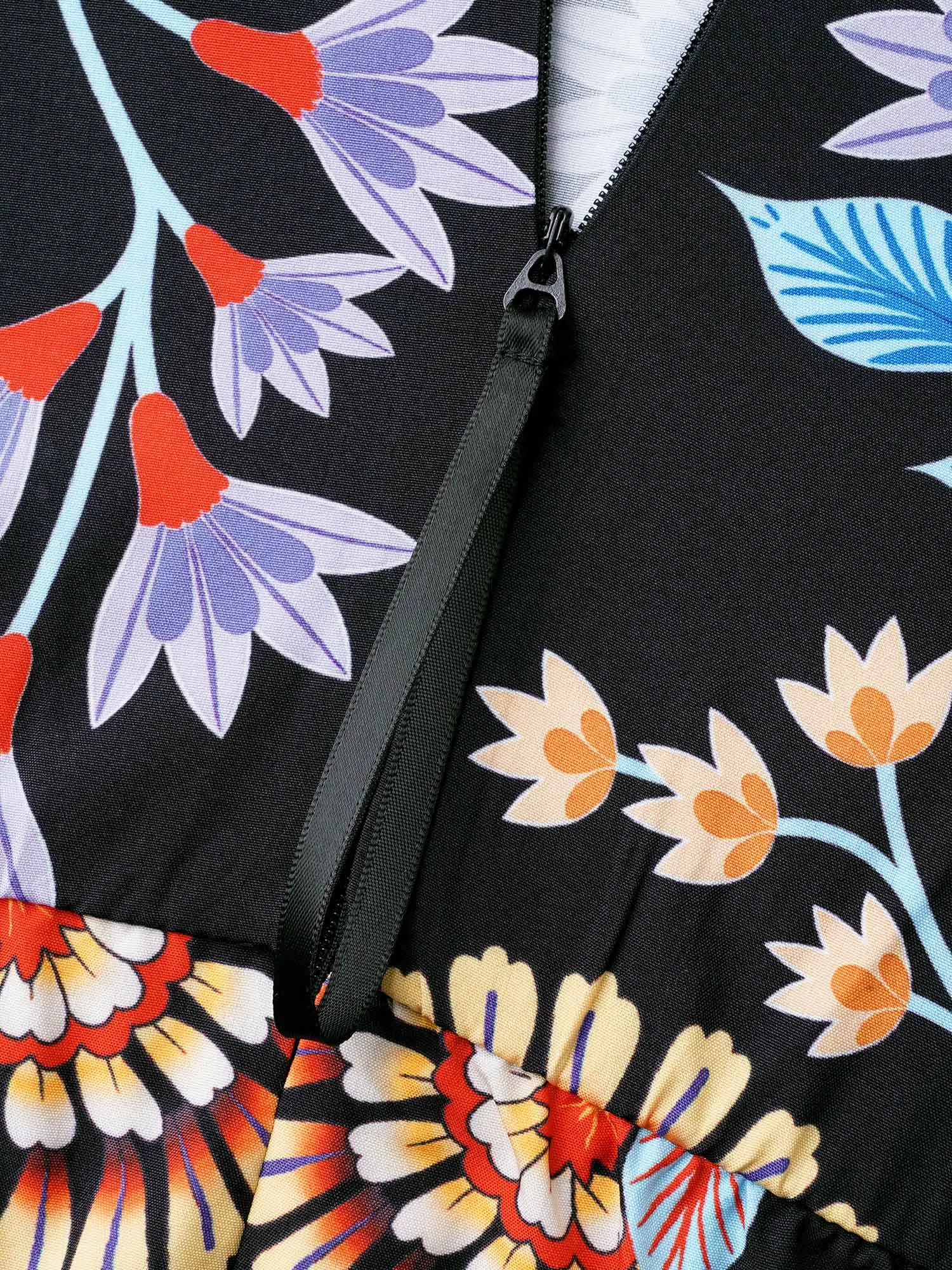 Deep V-Neck Tropical Print Jumpsuit sold by Bloomchic product image thumbnail 5