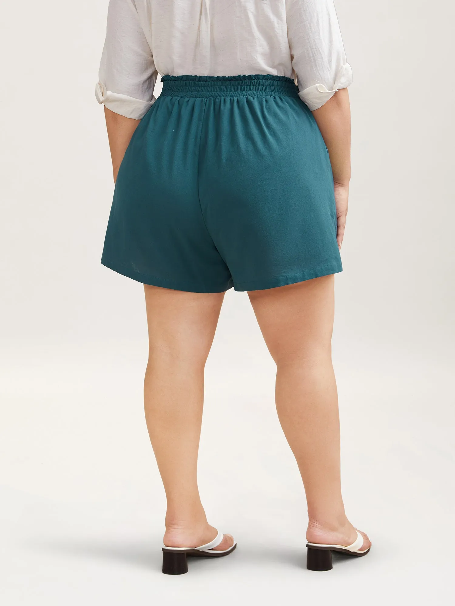 Smocked Waist Buckle Button Shorts sold by Bloomchic product image thumbnail 3