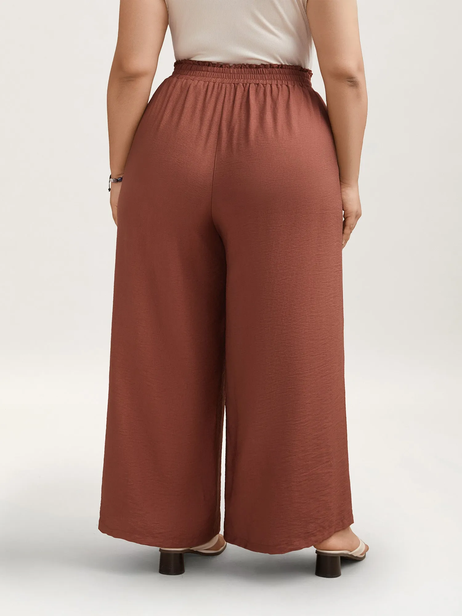 Smocked Stretchy Waist Ruffled Wide Leg Pants sold by Bloomchic product image thumbnail 5