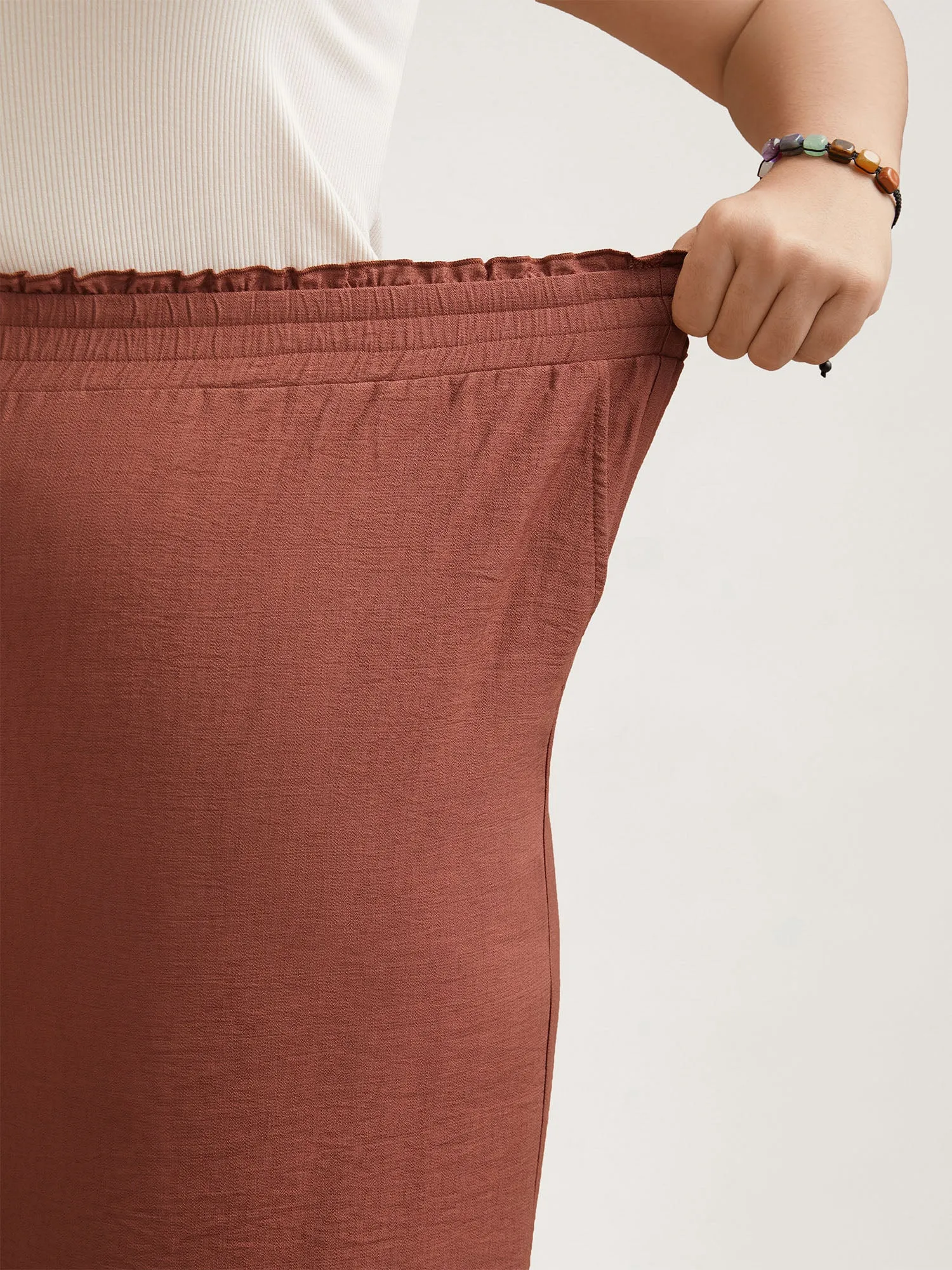 Smocked Stretchy Waist Ruffled Wide Leg Pants sold by Bloomchic product image thumbnail 4