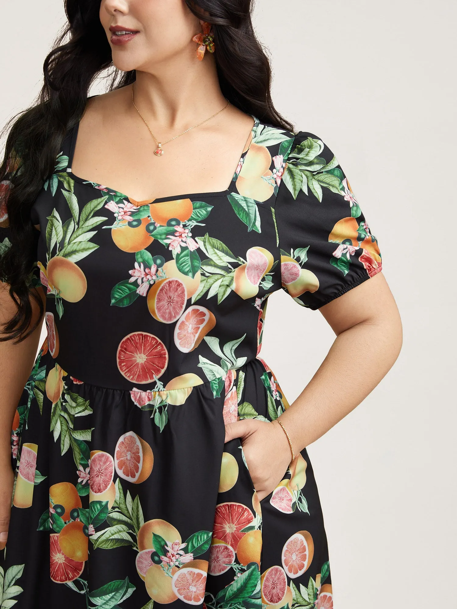 Fruits of Spring Puff Sleeve Midi Dress sold by Bloomchic product image thumbnail 4