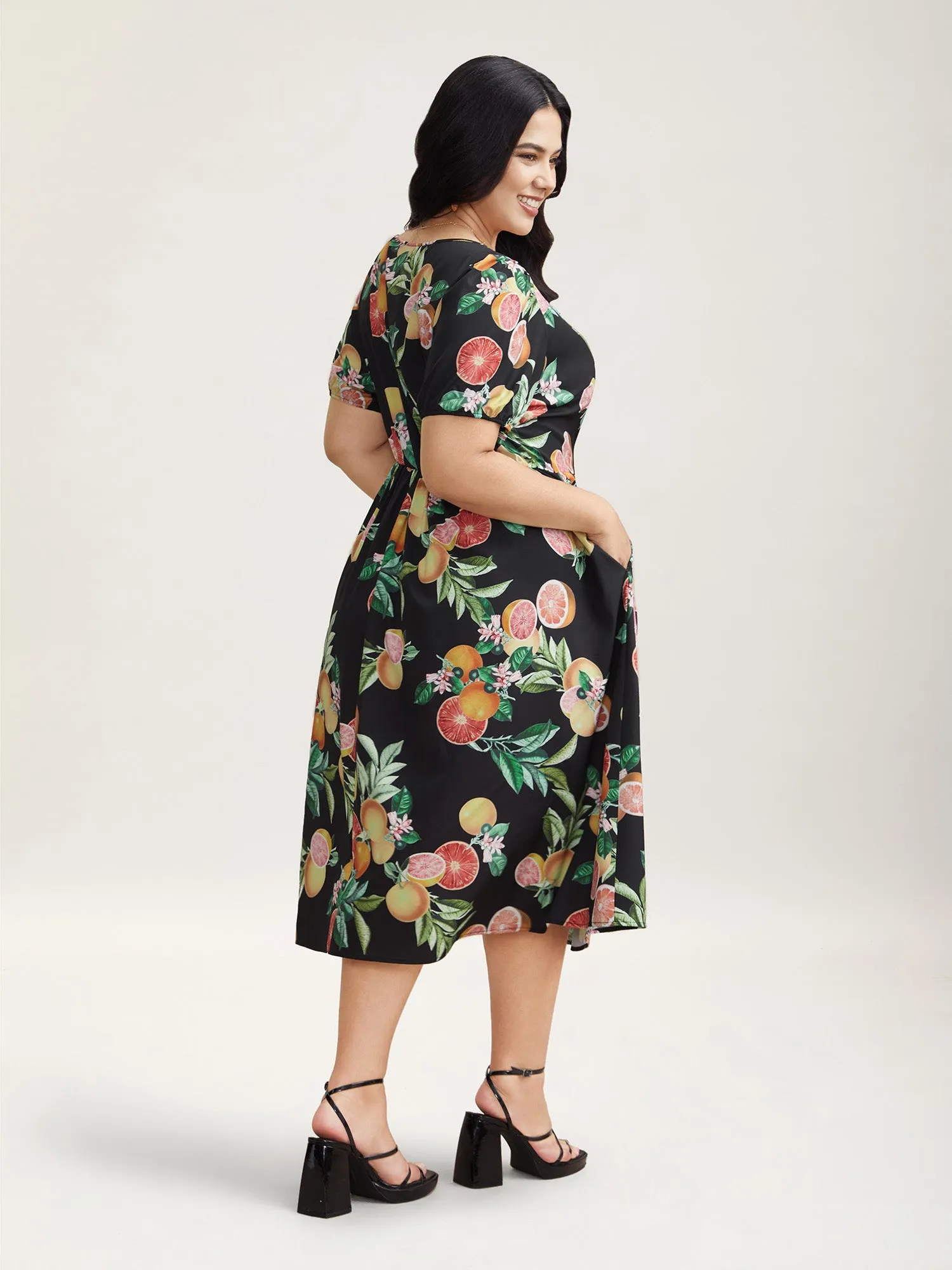 Fruits of Spring Puff Sleeve Midi Dress sold by Bloomchic product image thumbnail 3
