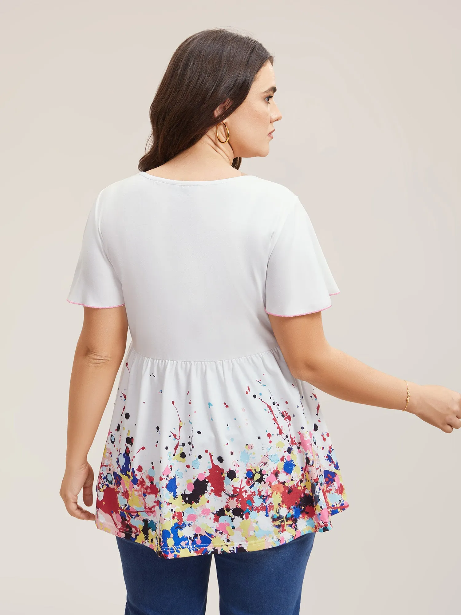 Color Splash Stretchy Flutter Sleeve Plain Top sold by Bloomchic product image thumbnail 4
