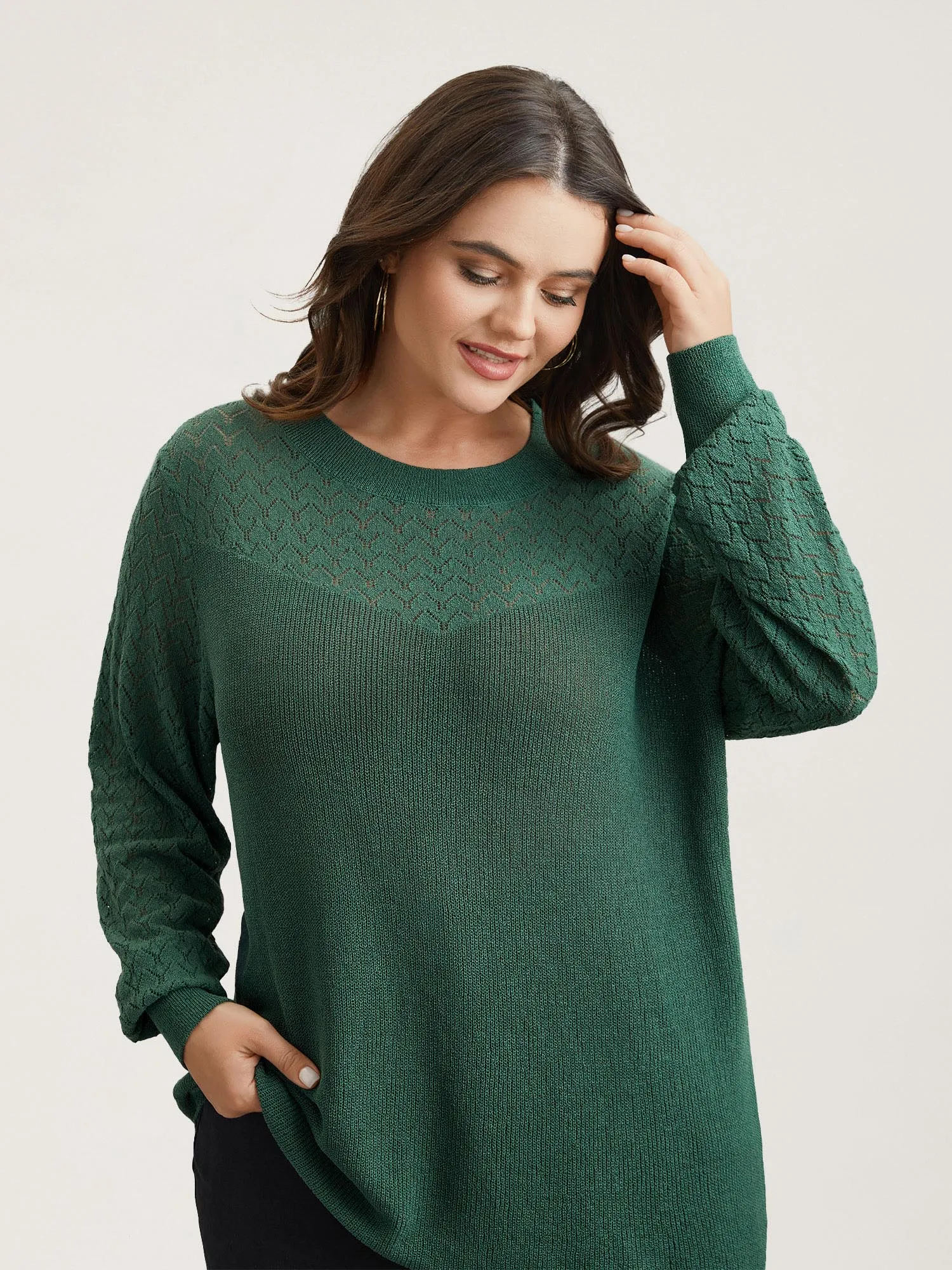 Cut-Out Textured Ribbed Hem Pullover sold by Bloomchic product image thumbnail 5