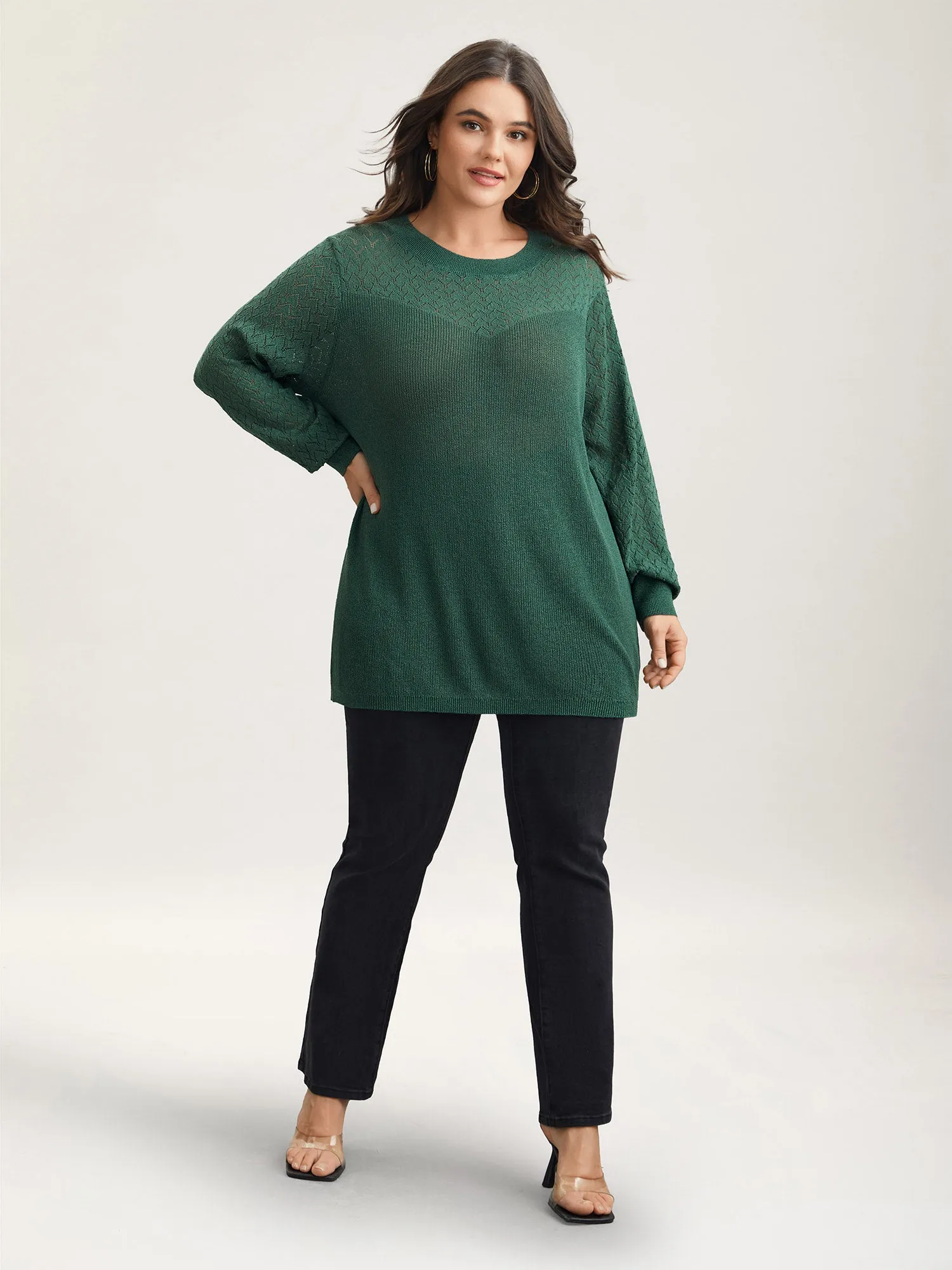 Cut-Out Textured Ribbed Hem Pullover sold by Bloomchic product image thumbnail 3