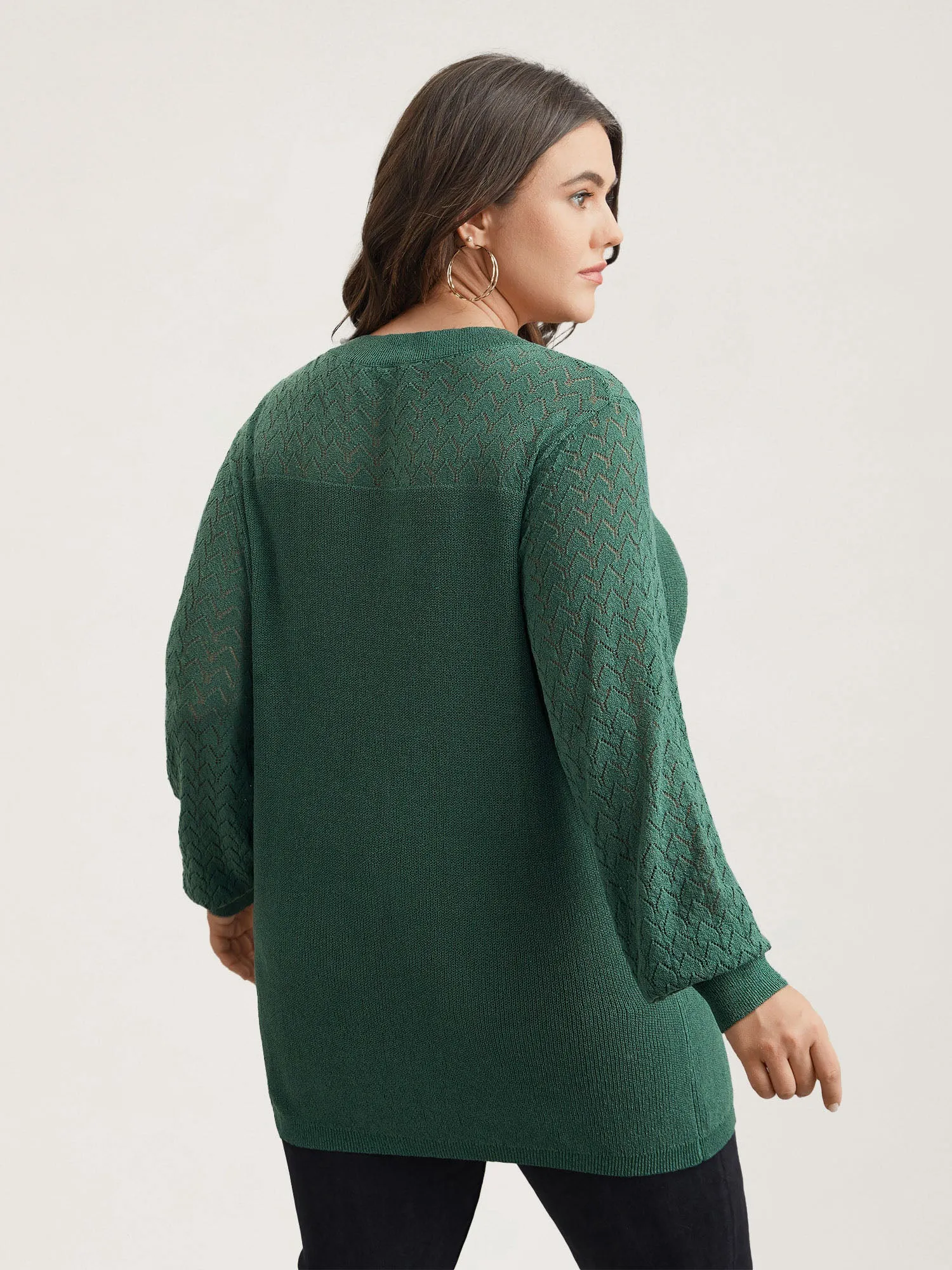 Cut-Out Textured Ribbed Hem Pullover sold by Bloomchic product image thumbnail 2