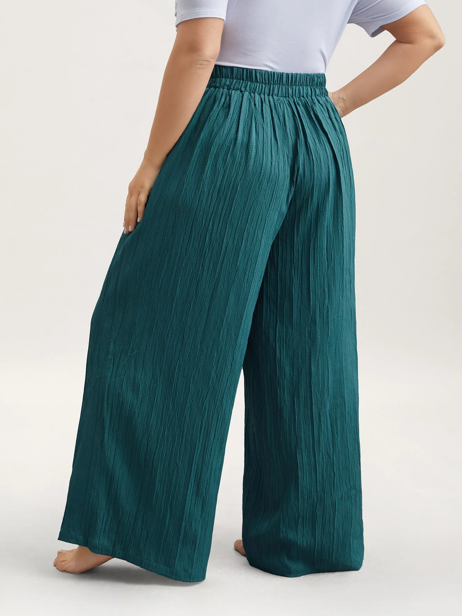 Textured Crinkled Waist-Tie Lounge Bottoms sold by Bloomchic product image thumbnail 5