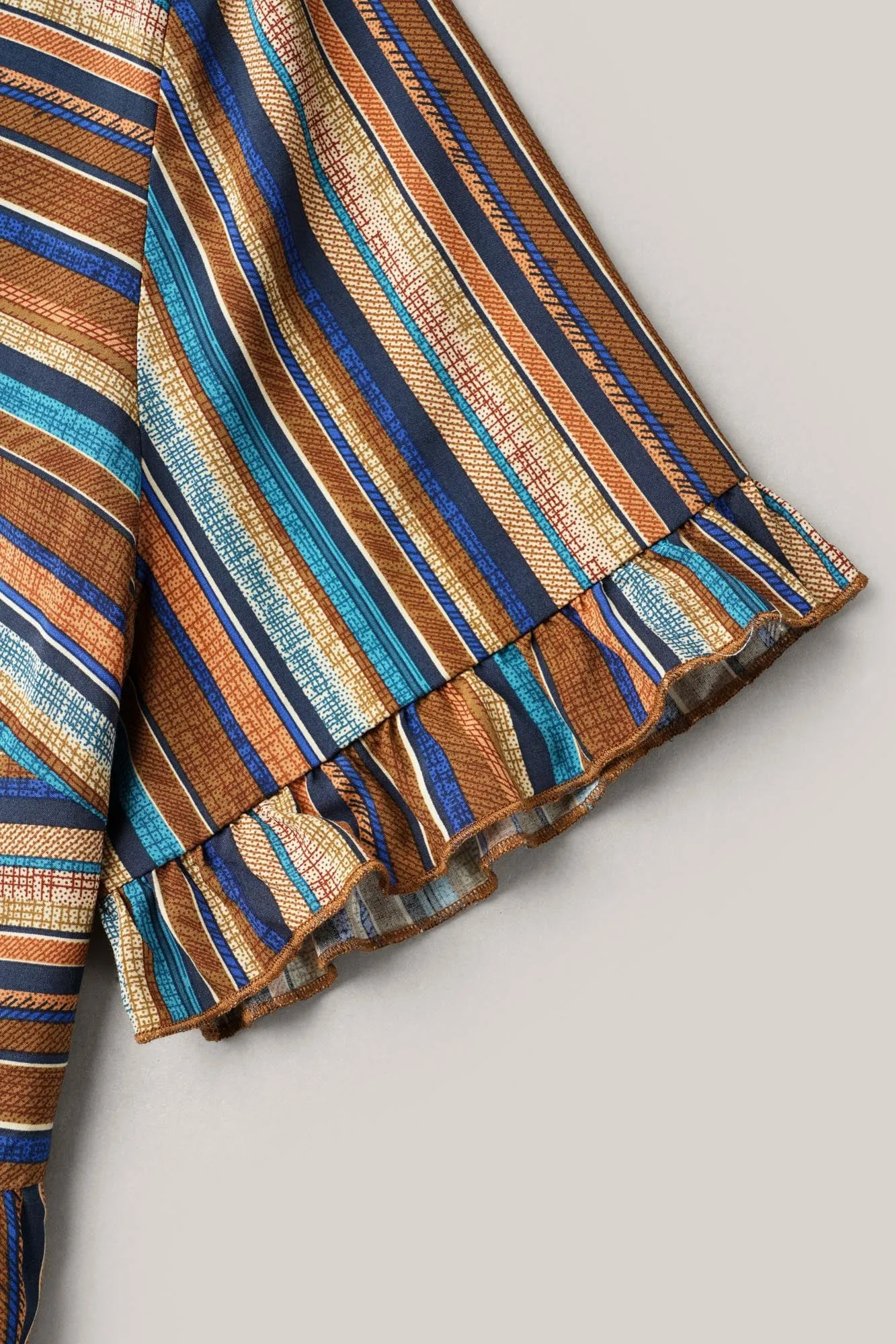 Striped V-Neck Peplum Shirt sold by Bloomchic product image thumbnail 5