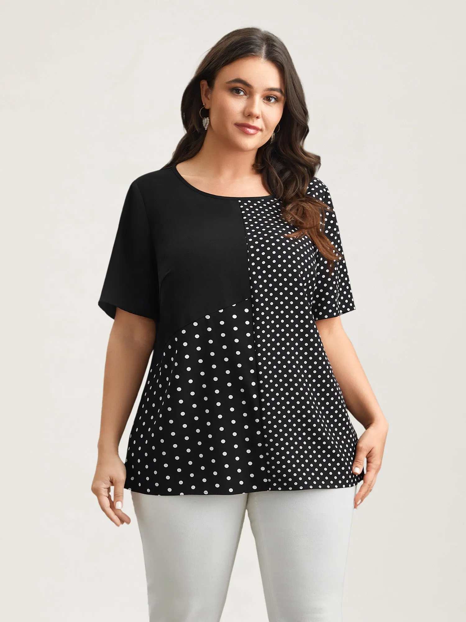 Polka Dot Panelled A-Line Shirt sold by Bloomchic product image thumbnail 4
