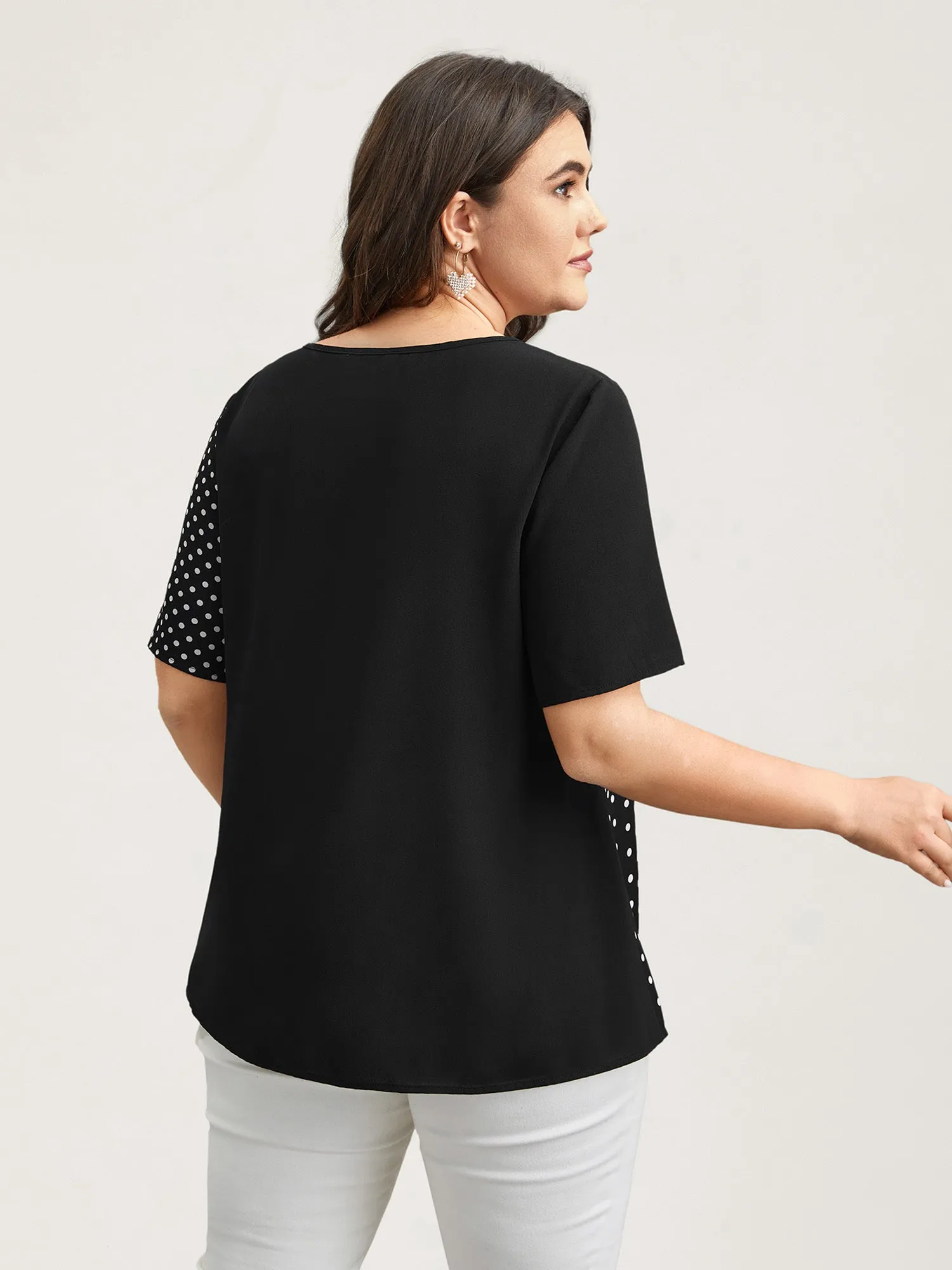 Polka Dot Panelled A-Line Shirt sold by Bloomchic product image thumbnail 5