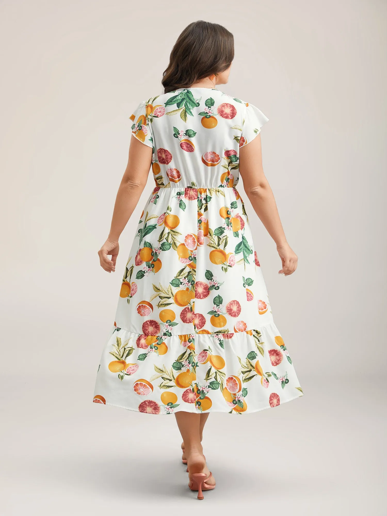Spring Fruits Wrap Neck Midi Dress sold by Bloomchic product image thumbnail 5
