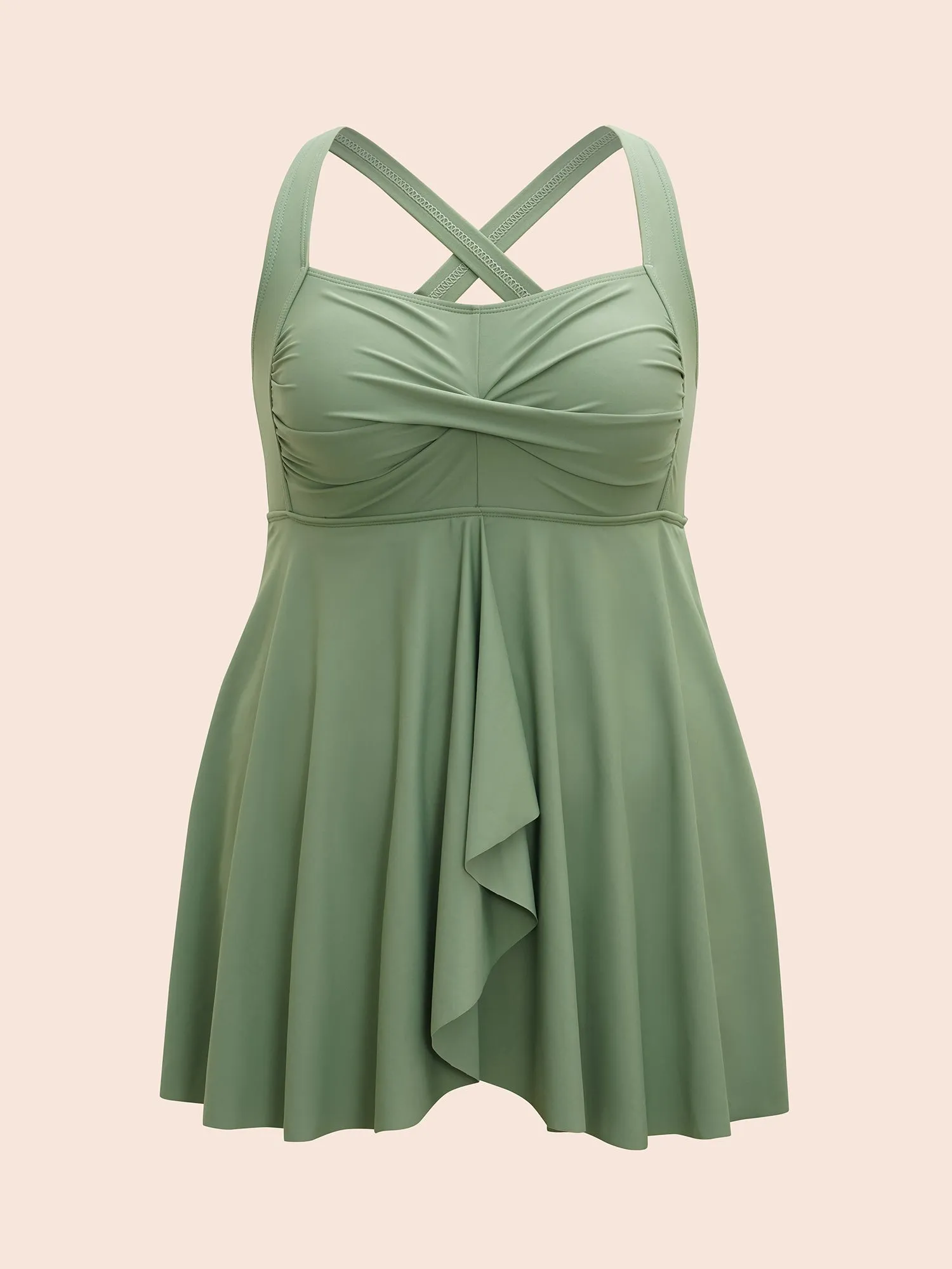 Twist-Front Flared Hem One-Piece Swimsuit sold by Bloomchic product image thumbnail 5