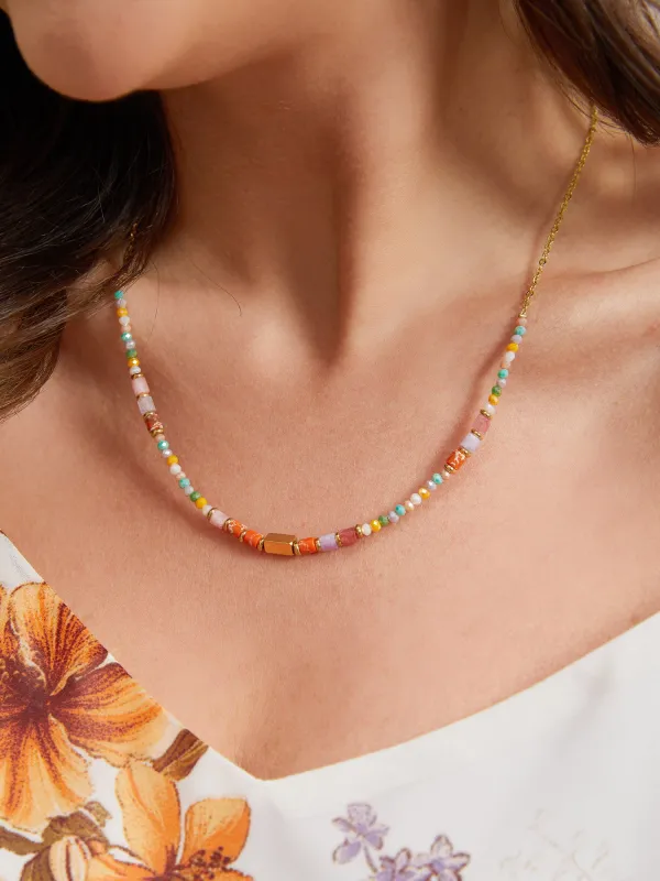 Multi-Color Beaded Vacation Necklace sold by Bloomchic