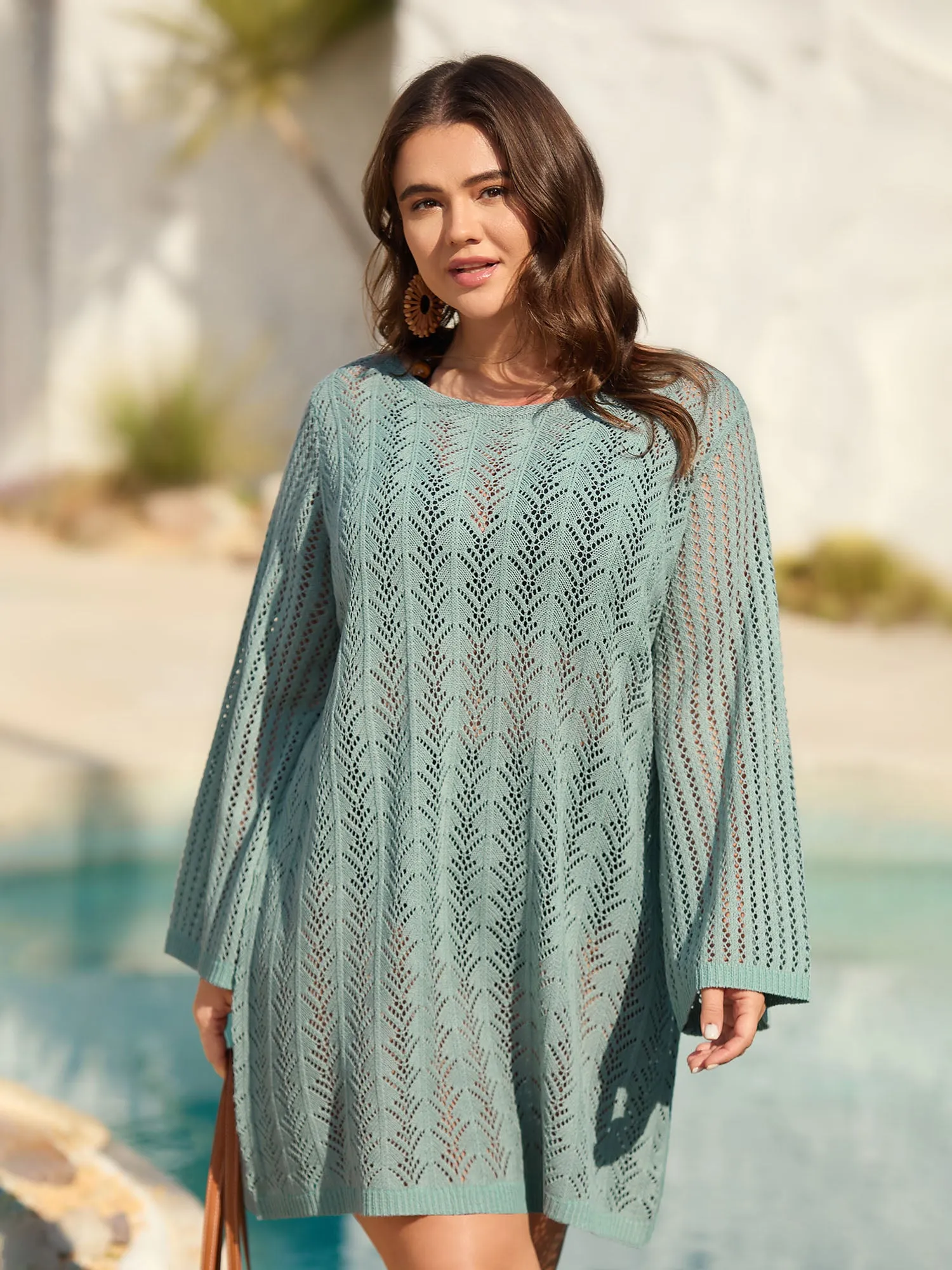 Cut-Out Mock Neck Swim Cover-Up sold by Bloomchic