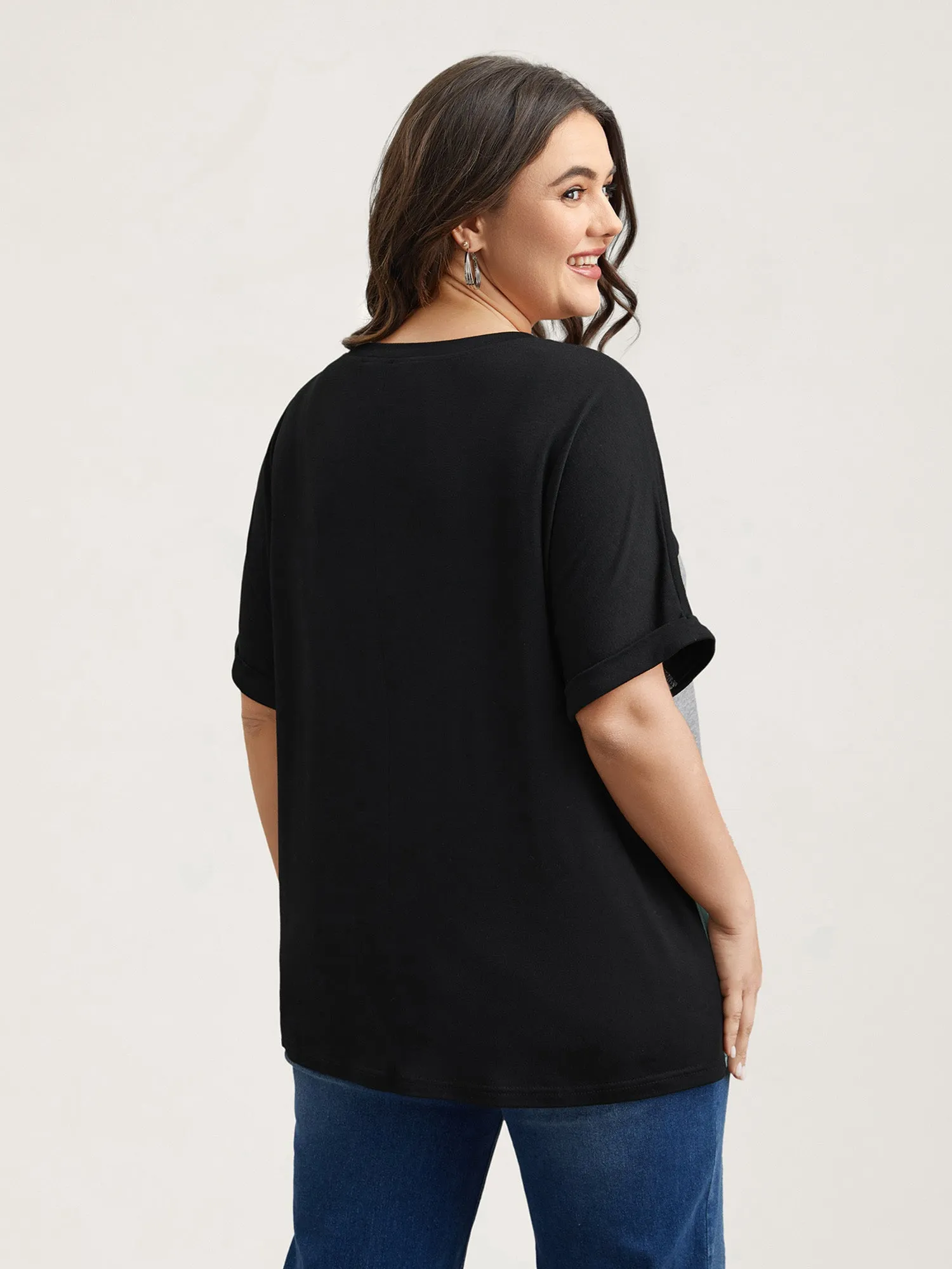 Color Block Dolman Sleeve T-Shirt sold by Bloomchic product image thumbnail 4