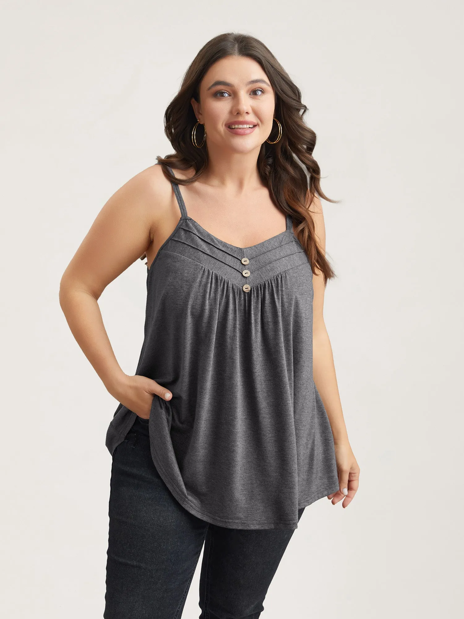 Seamed Button Detail Pendulum Vest sold by Bloomchic