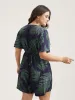 Tropical Leaf Print Pockets Button Romper sold by Bloomchic