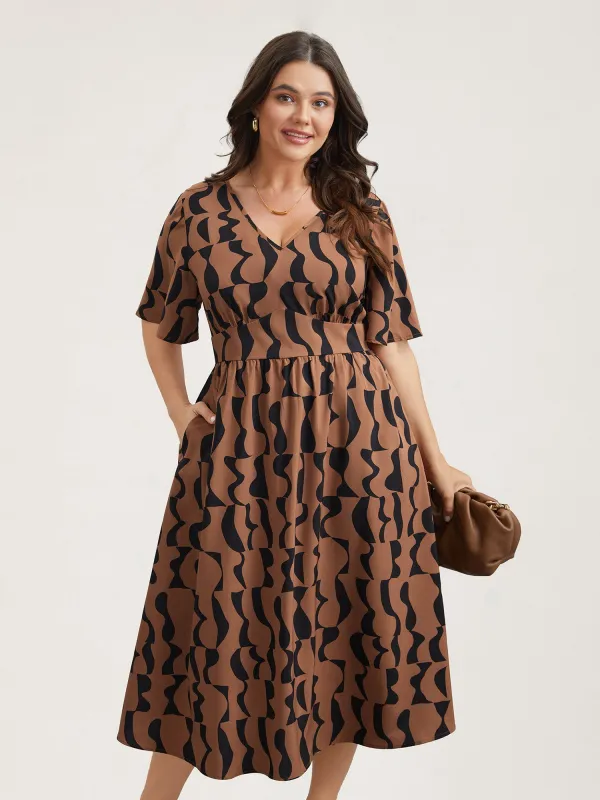Wavy Print Corset Style Midi Dress sold by Bloomchic