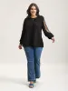 Sheer Floral Sleeve Stretchy Knit Top sold by Bloomchic