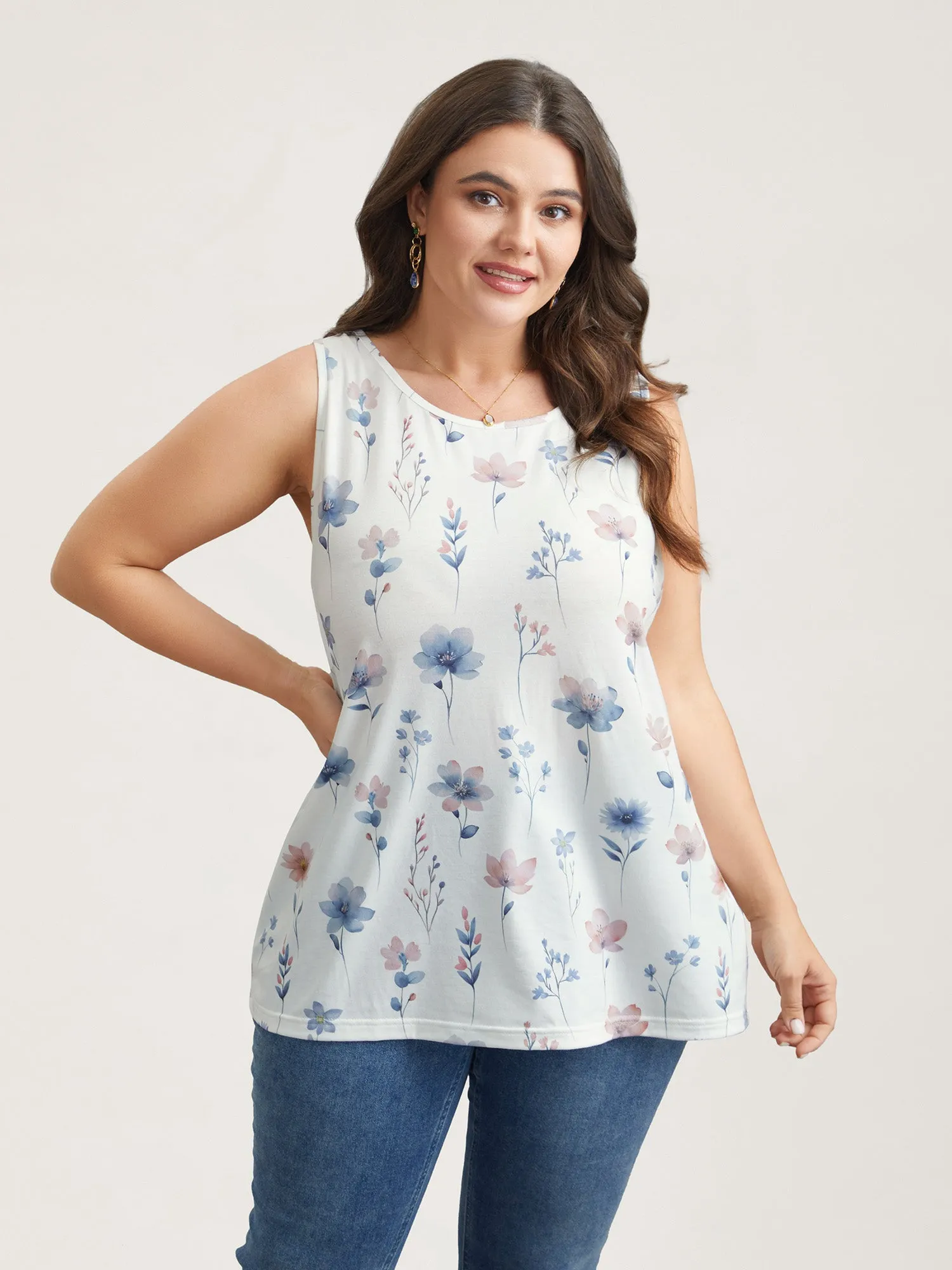 Stretchy Floral Print Fitted Vest sold by Bloomchic product image thumbnail 2
