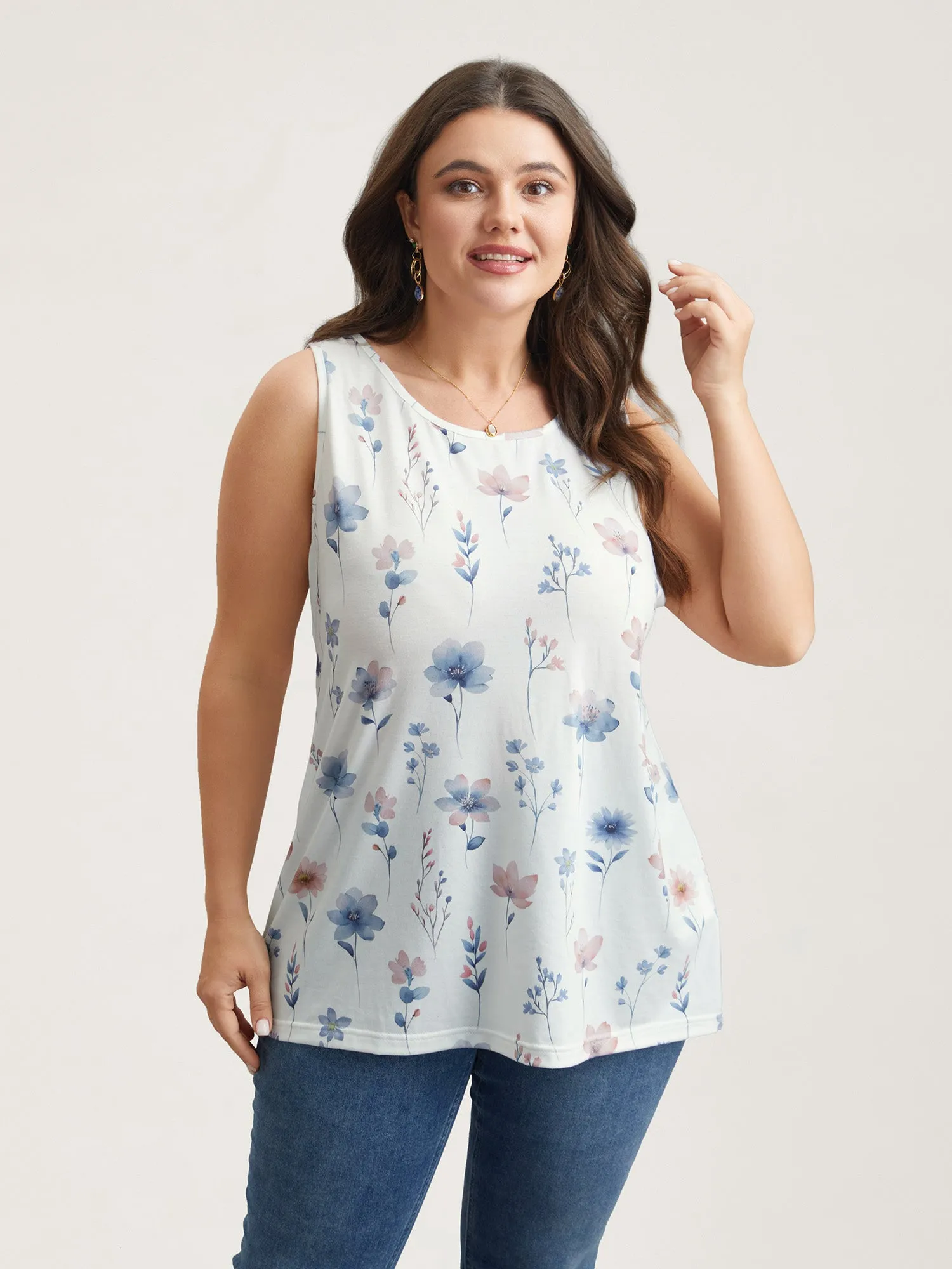Stretchy Floral Print Fitted Vest sold by Bloomchic