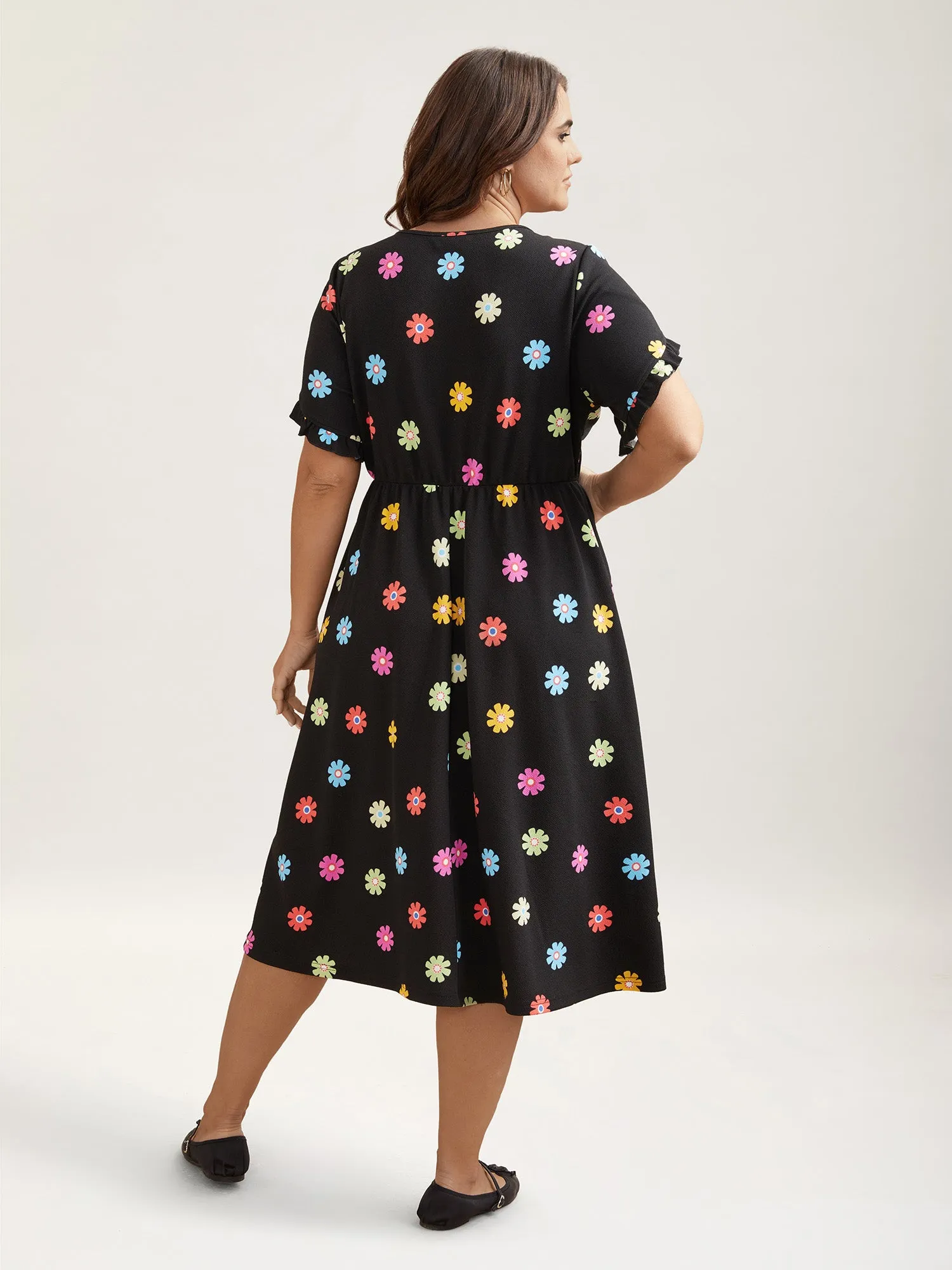 Stretchy-Waist Floral Print Pockets Midi Dress sold by Bloomchic product image thumbnail 4