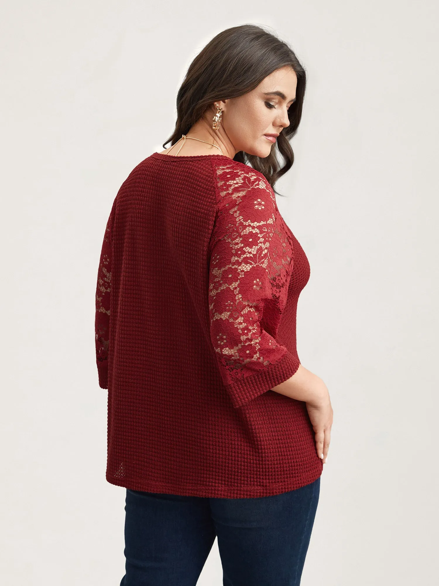 Romantic Lace Raglan Sleeve Shirt sold by Bloomchic product image thumbnail 4