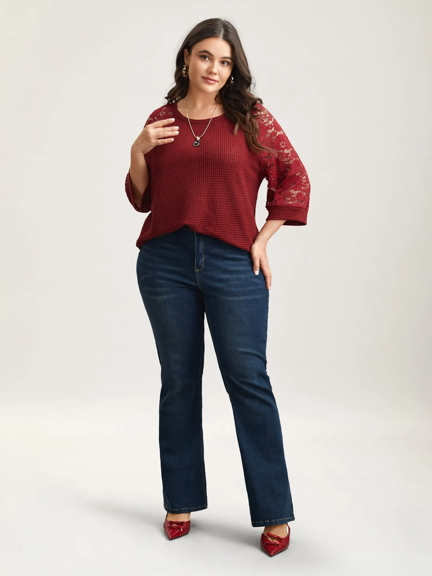 Romantic Lace Raglan Sleeve Shirt sold by Bloomchic product image thumbnail 2