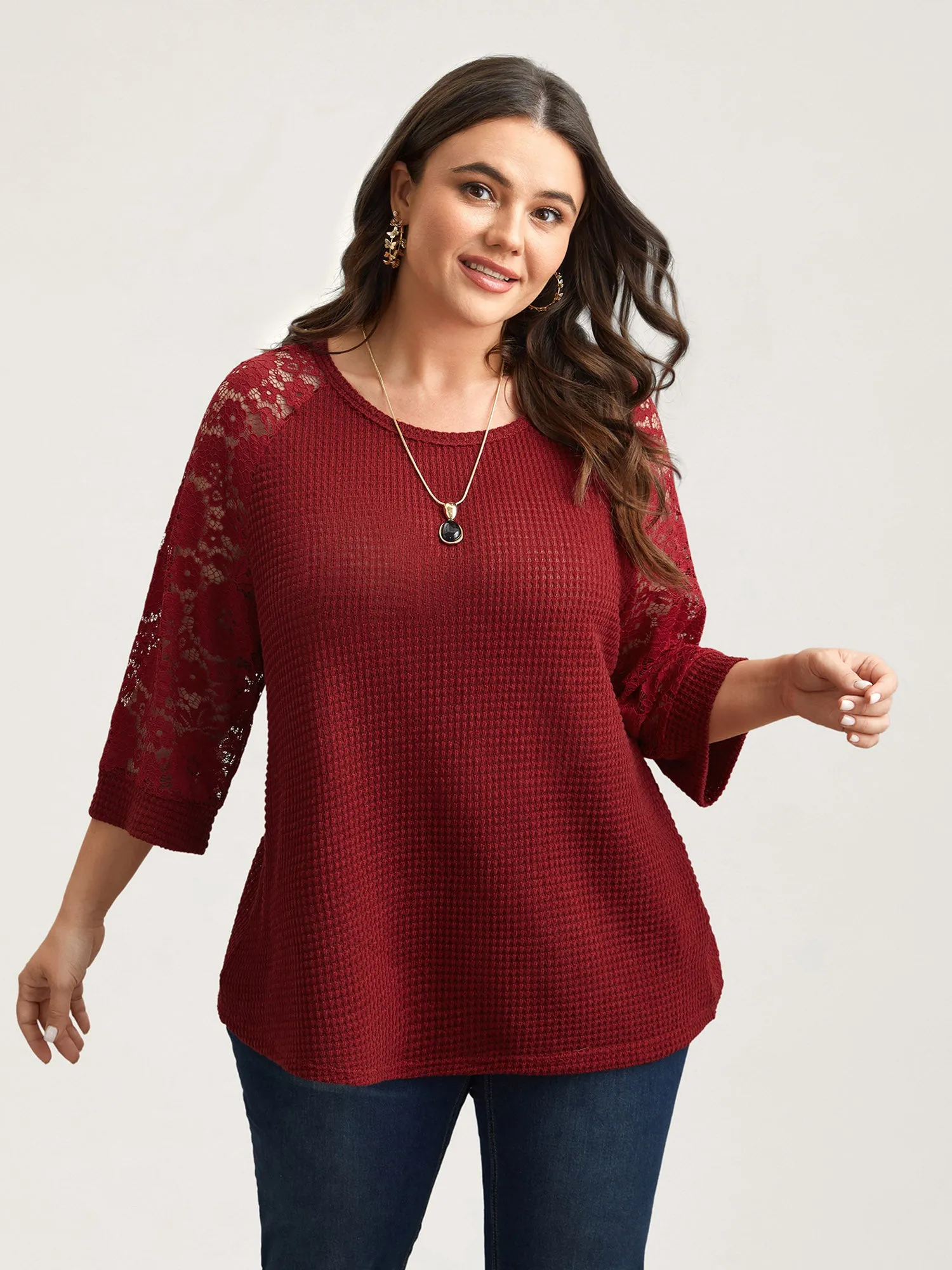 Romantic Lace Raglan Sleeve Shirt sold by Bloomchic product image thumbnail 3