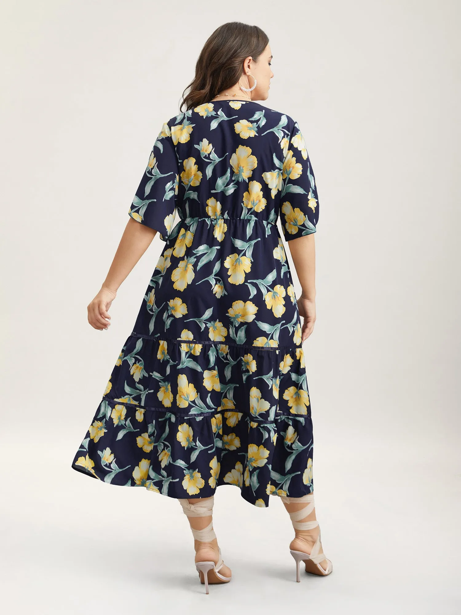 Spring Flowers V-Neck Tiered Midi Dress sold by Bloomchic product image thumbnail 5